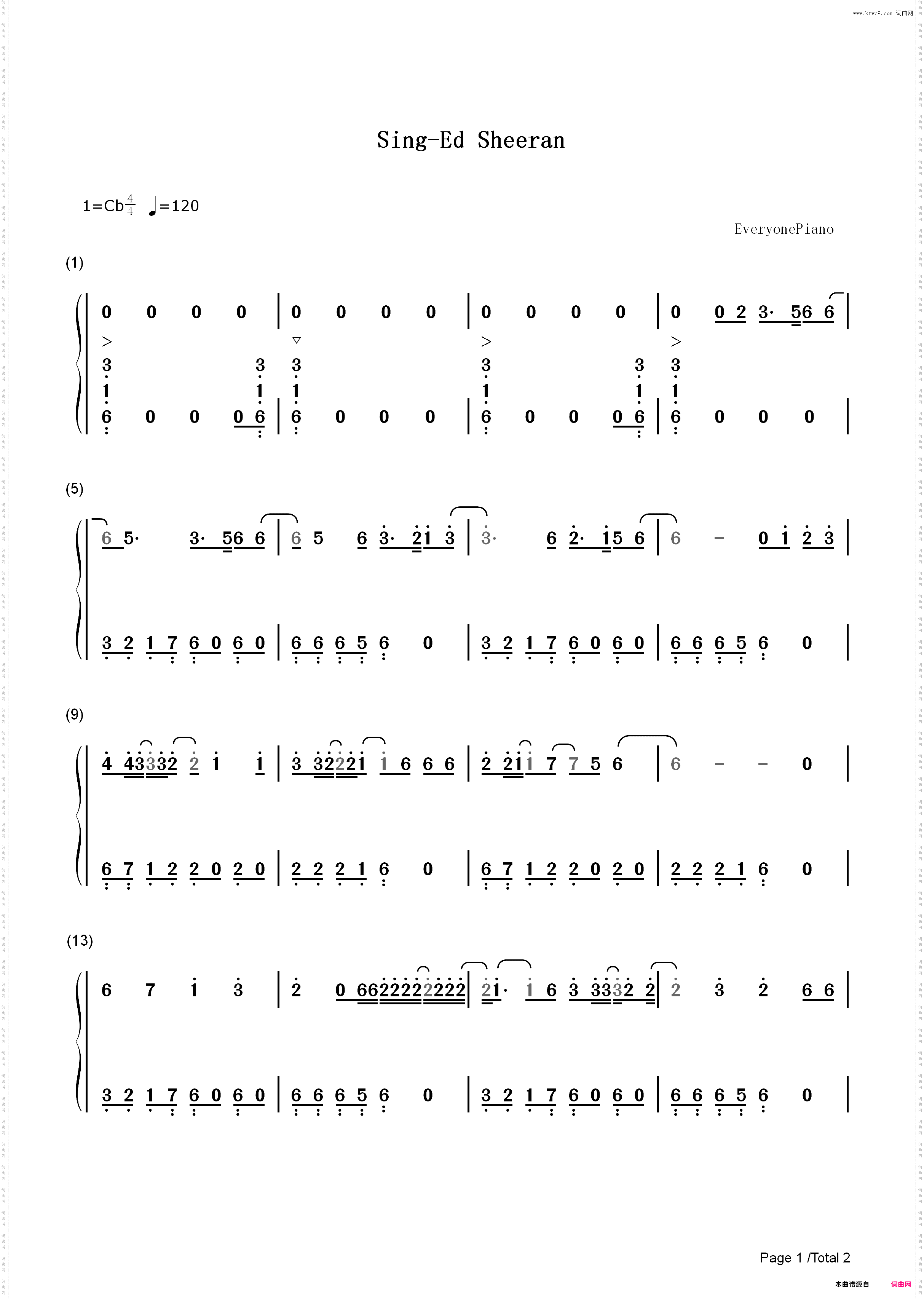 Sing-Ed Sheeran_简谱版