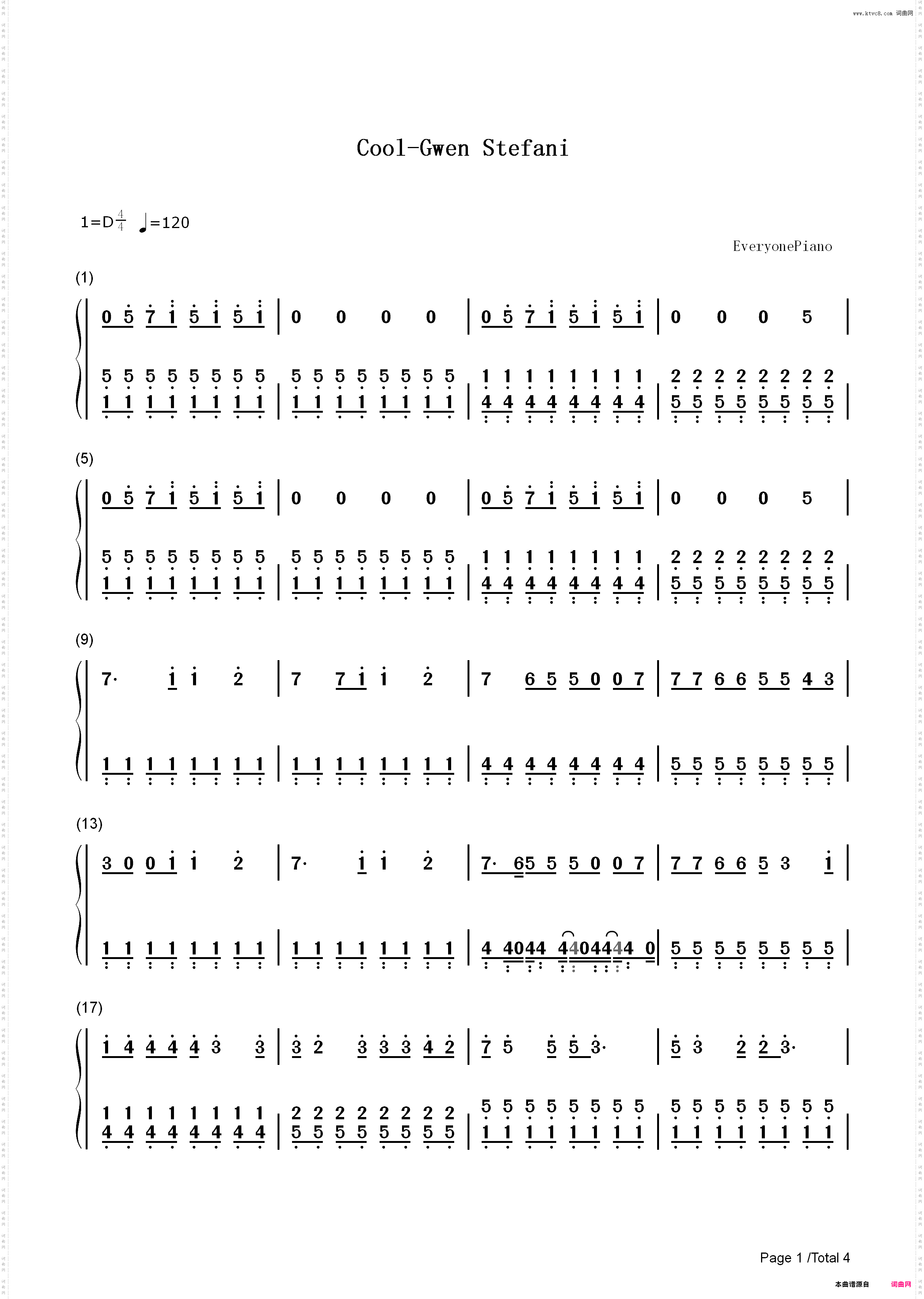 Cool-Gwen Stefani_简谱版