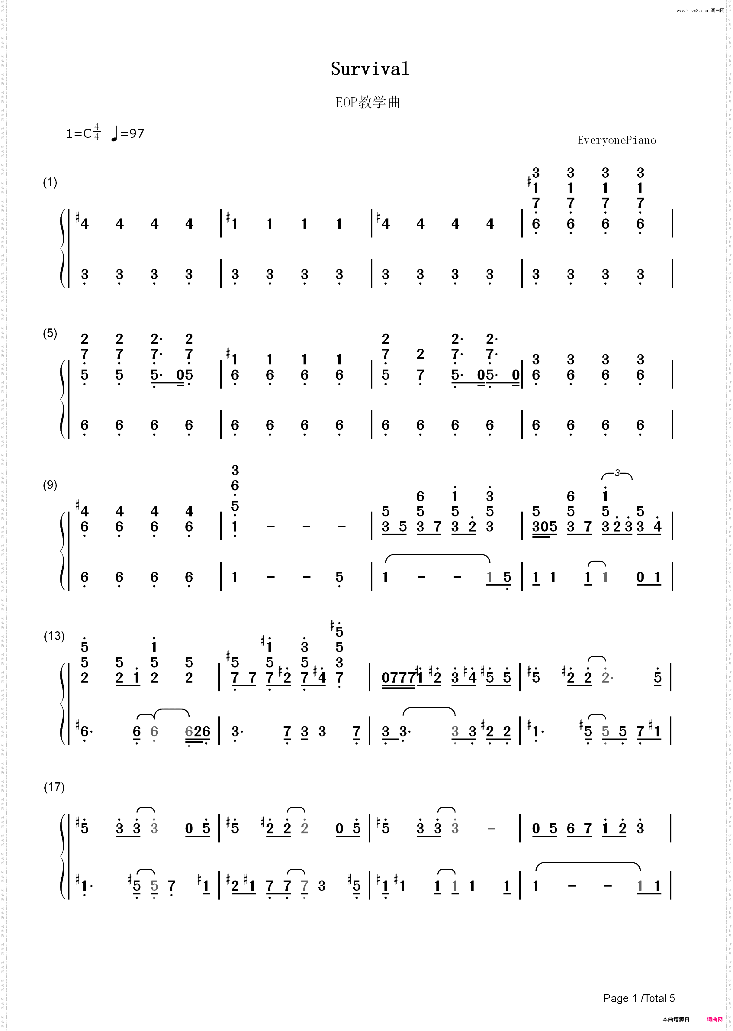 Survival生存-Muse_简谱版