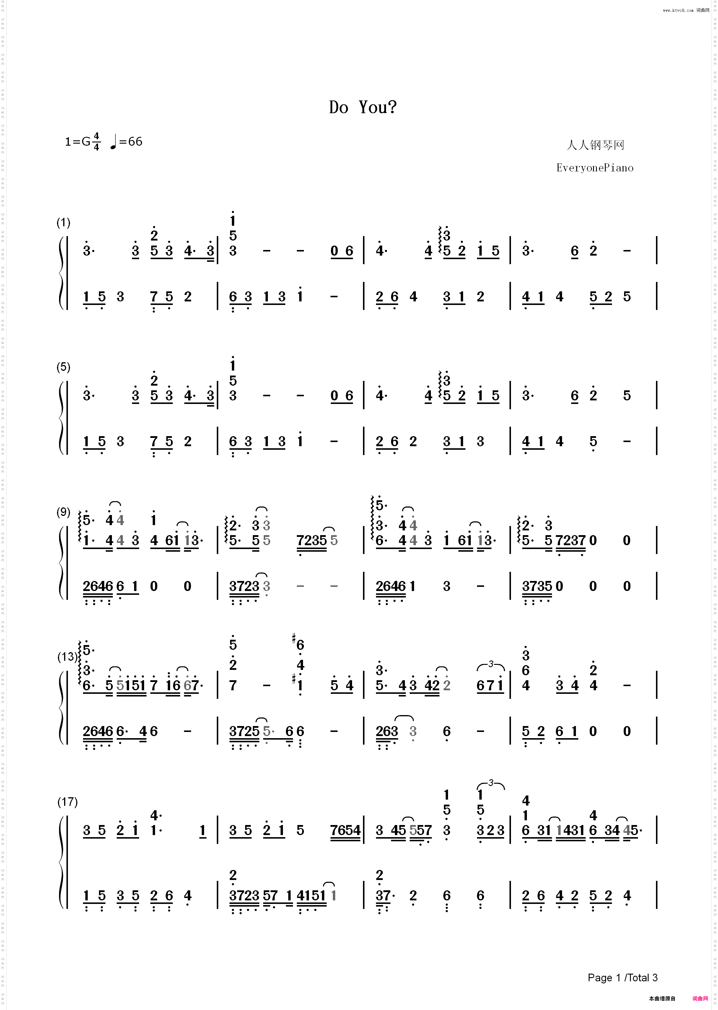 Do You?-李闰珉-EOP教学曲_简谱版