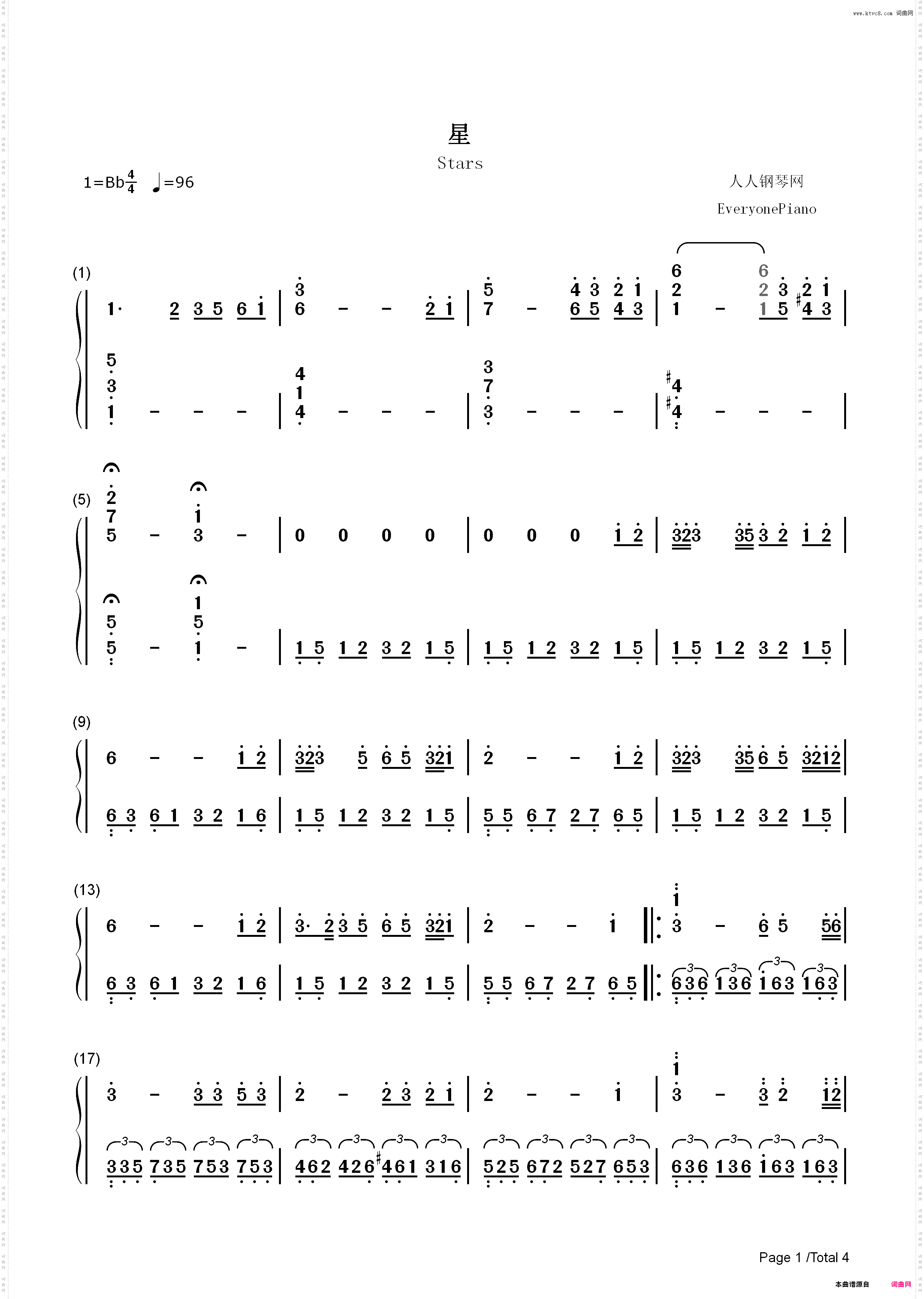 星-邓丽君-EOP教学曲_简谱版