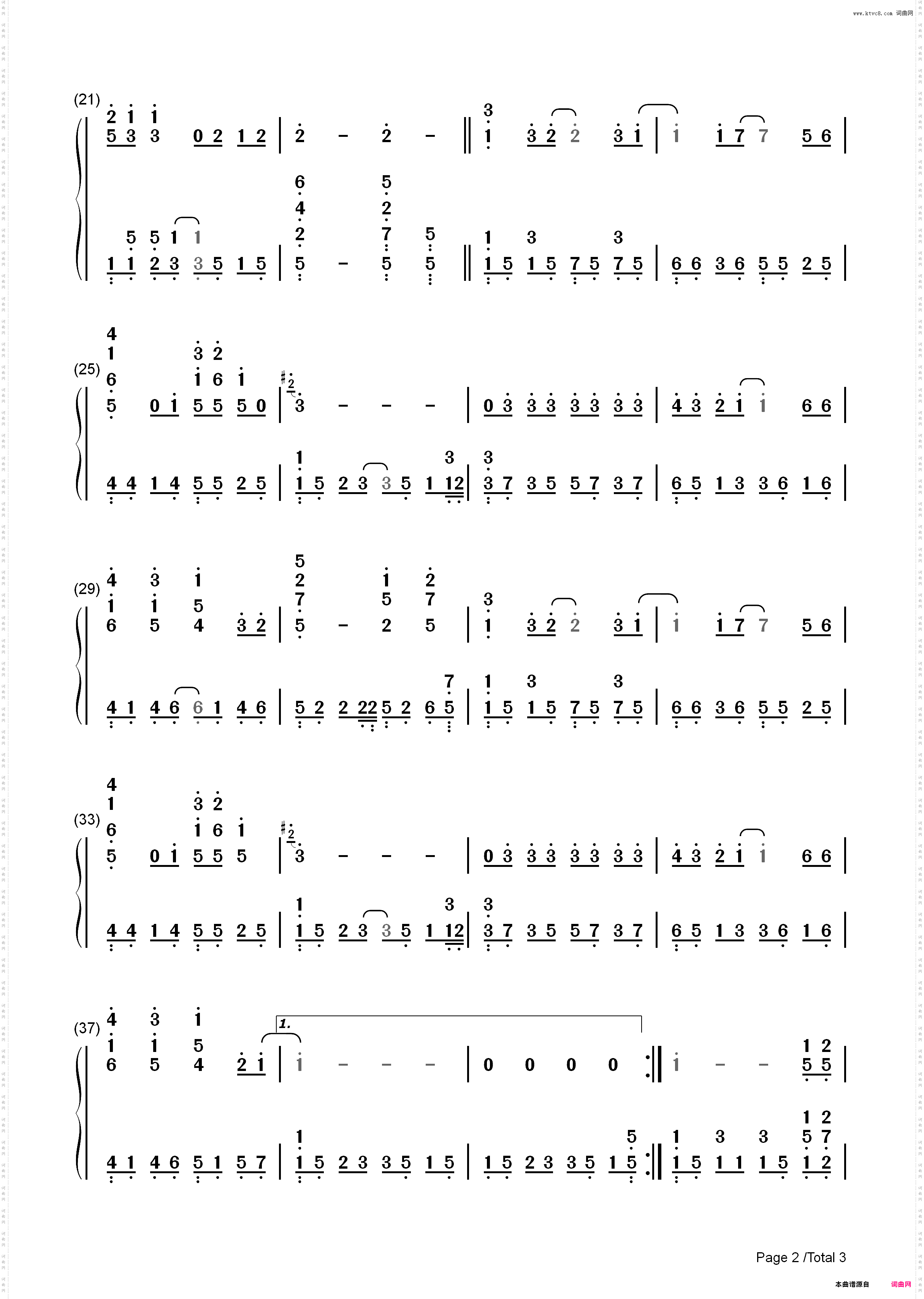 爱我别走-周杰伦THE ONE演唱会_简谱版