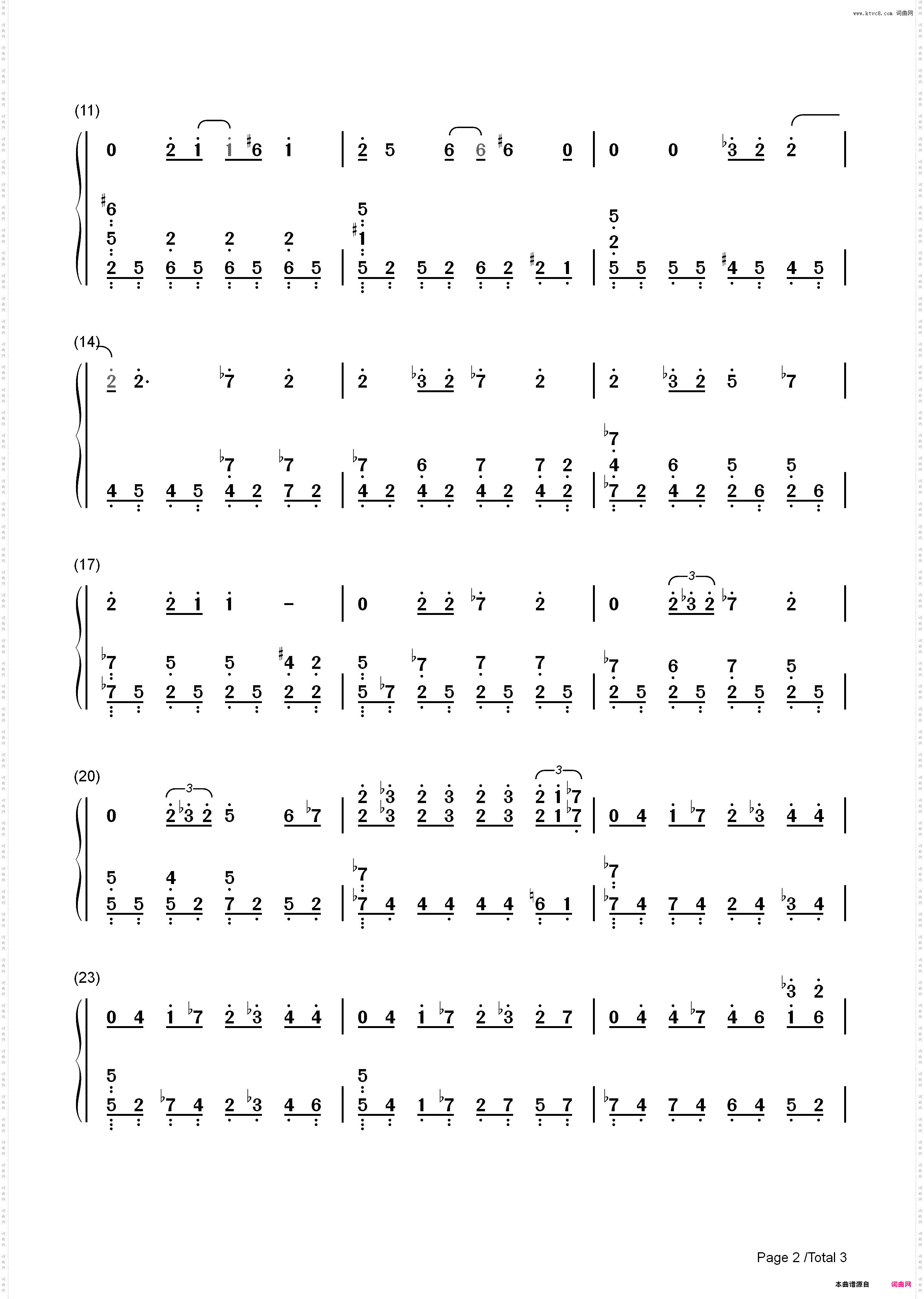 爱情悬崖-周杰伦_简谱版