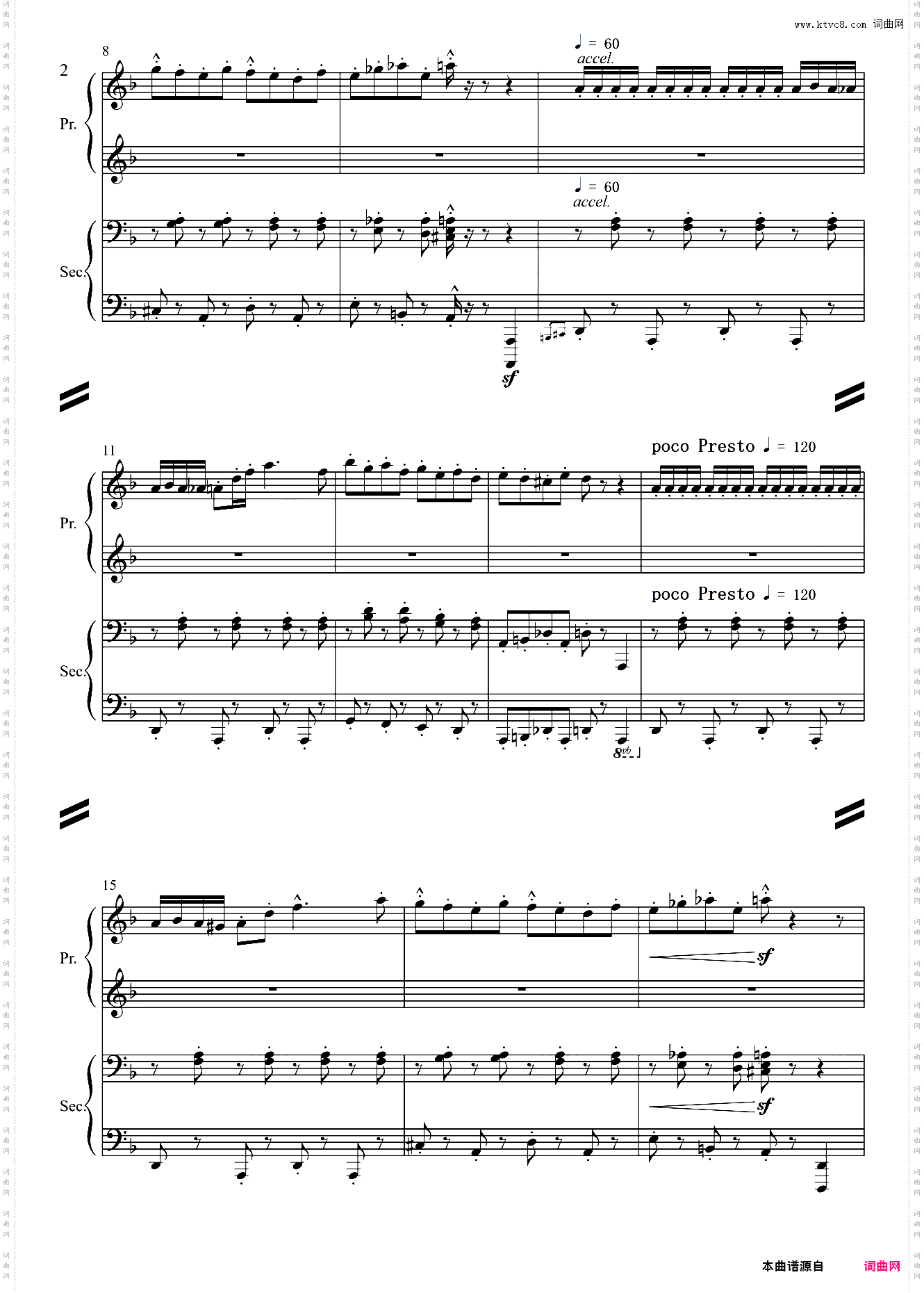 【四手联弹】Rush A - Music Sheet Boss