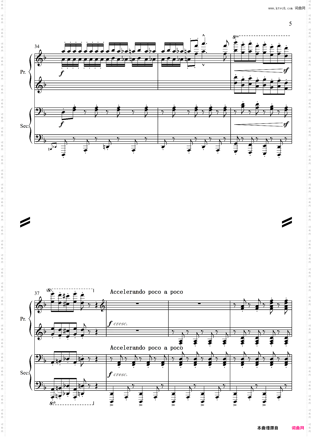 【四手联弹】Rush A - Music Sheet Boss