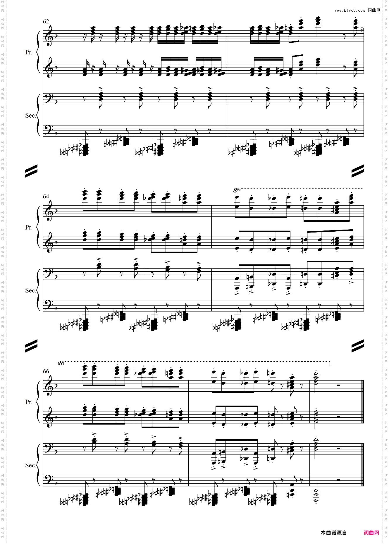 【四手联弹】Rush A - Music Sheet Boss