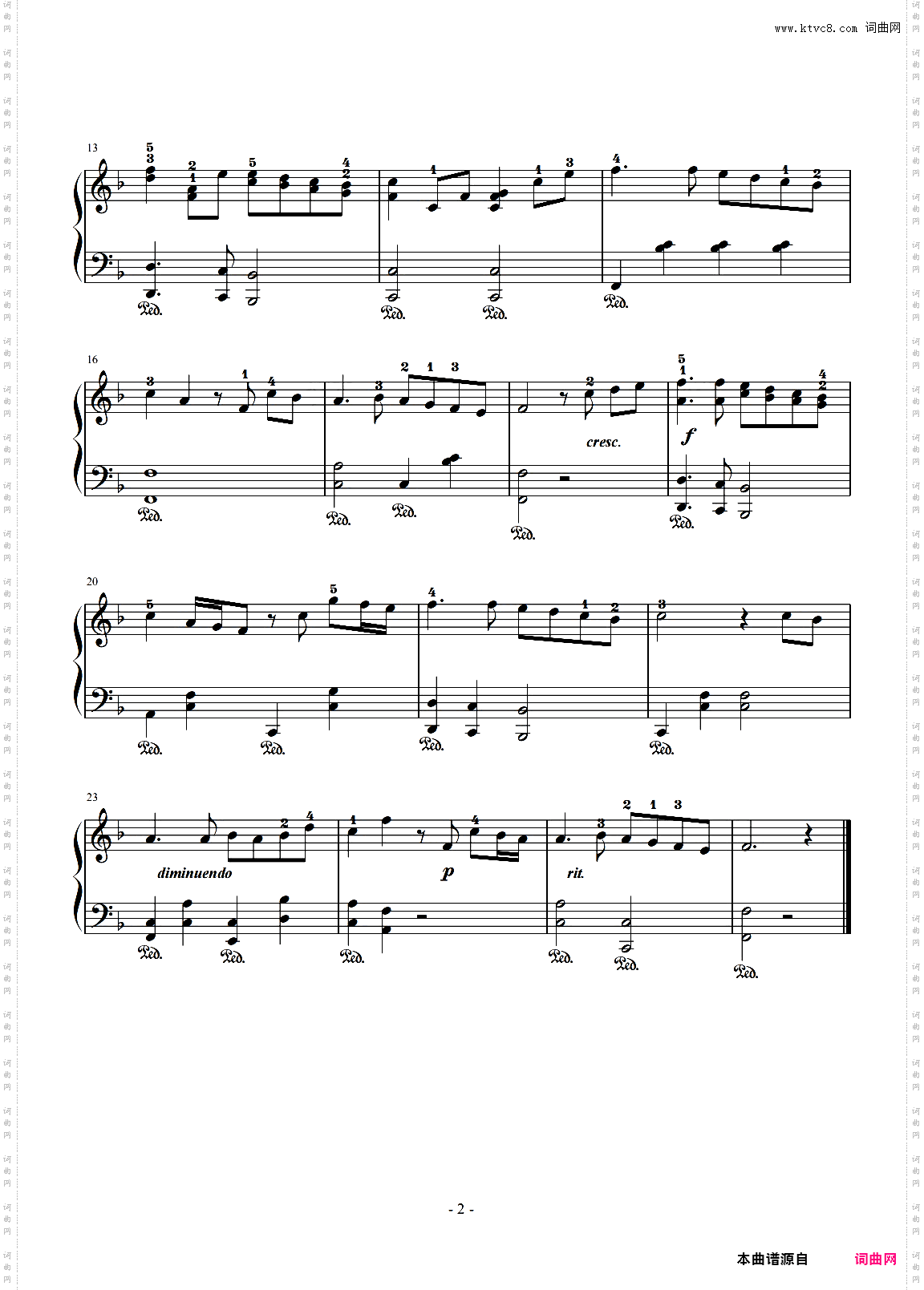 You Raise Me Up简易独奏F大调
