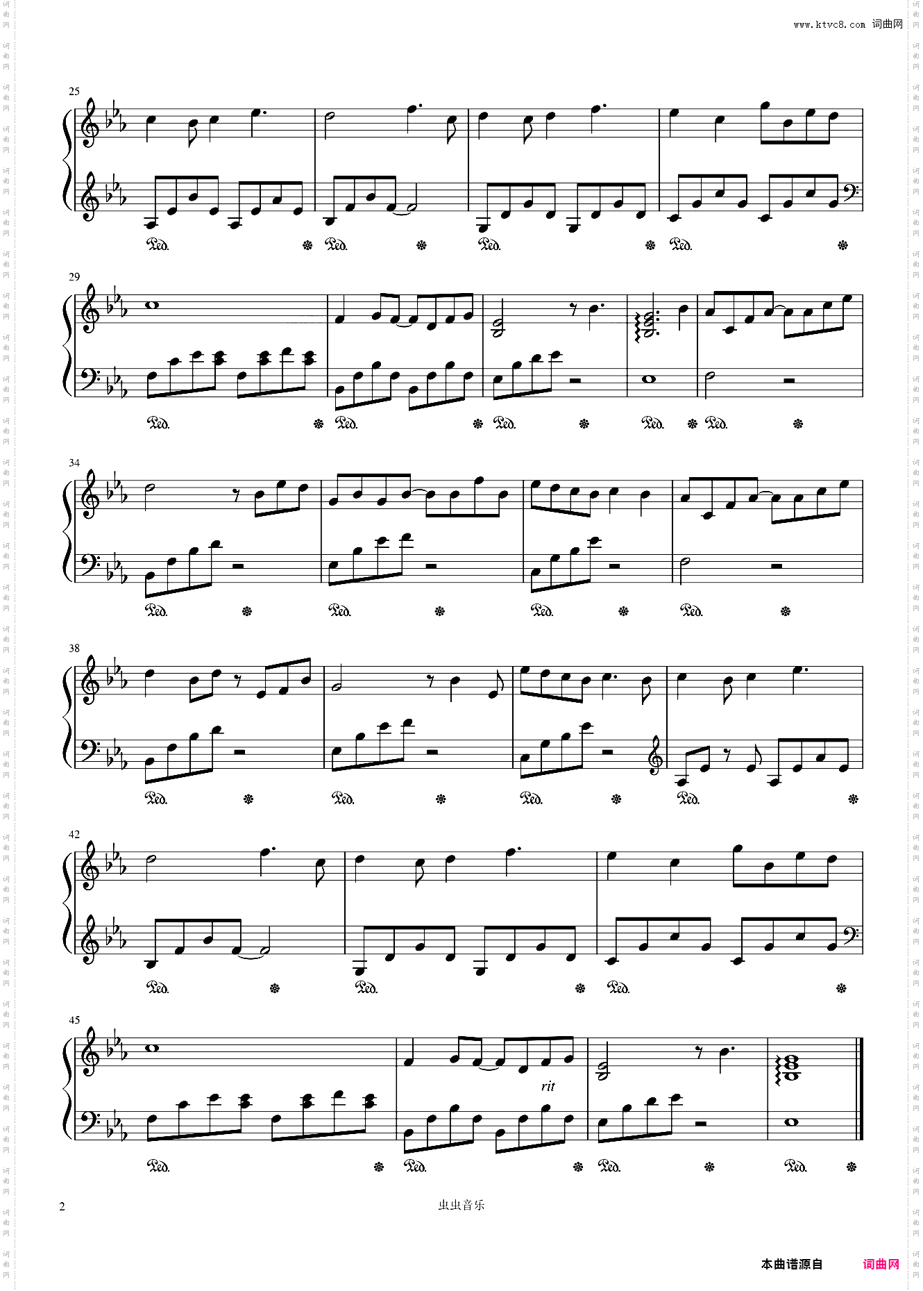 满目失望 简单钢琴曲