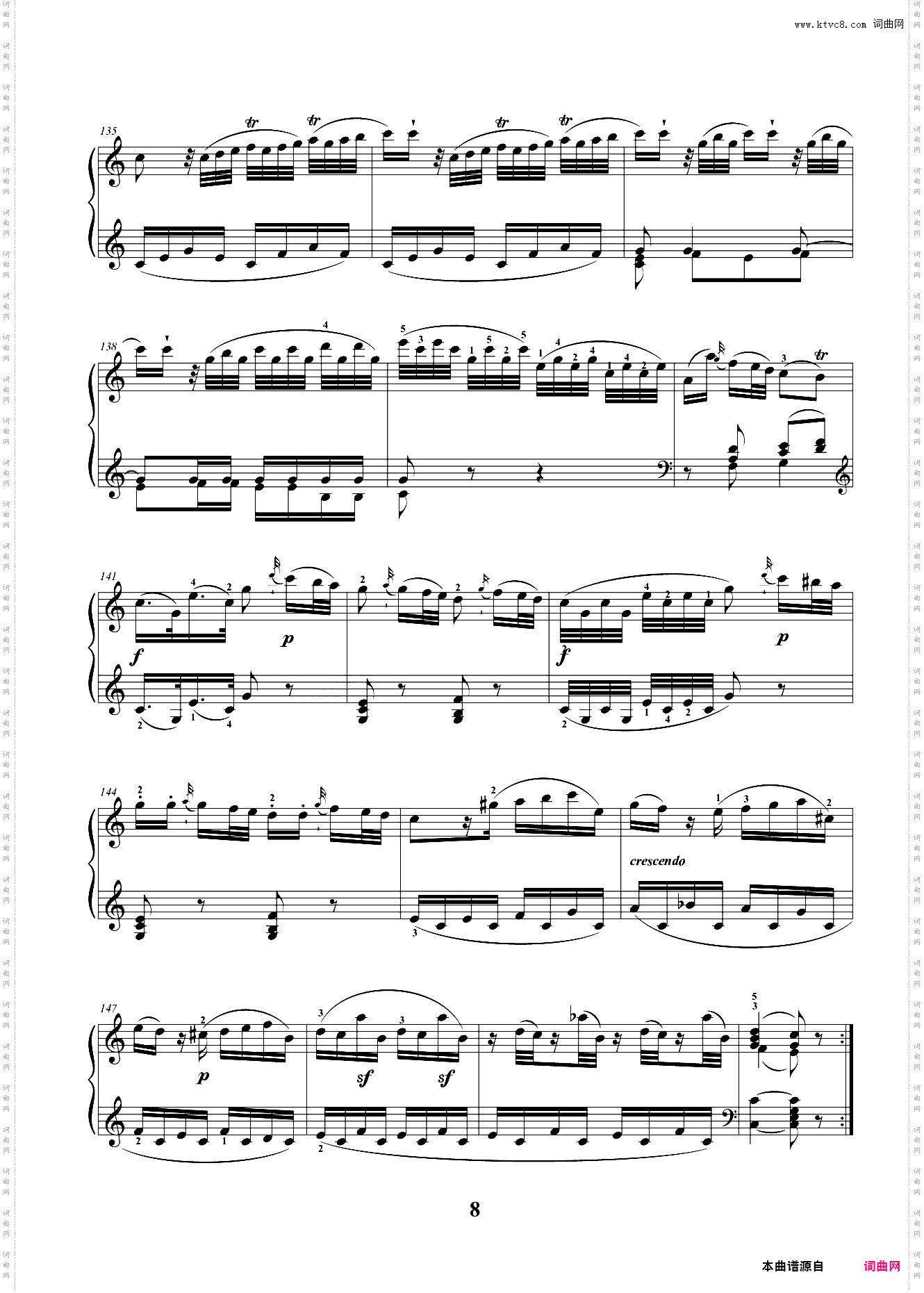 8级 大型乐曲 C大调奏鸣曲第一乐章