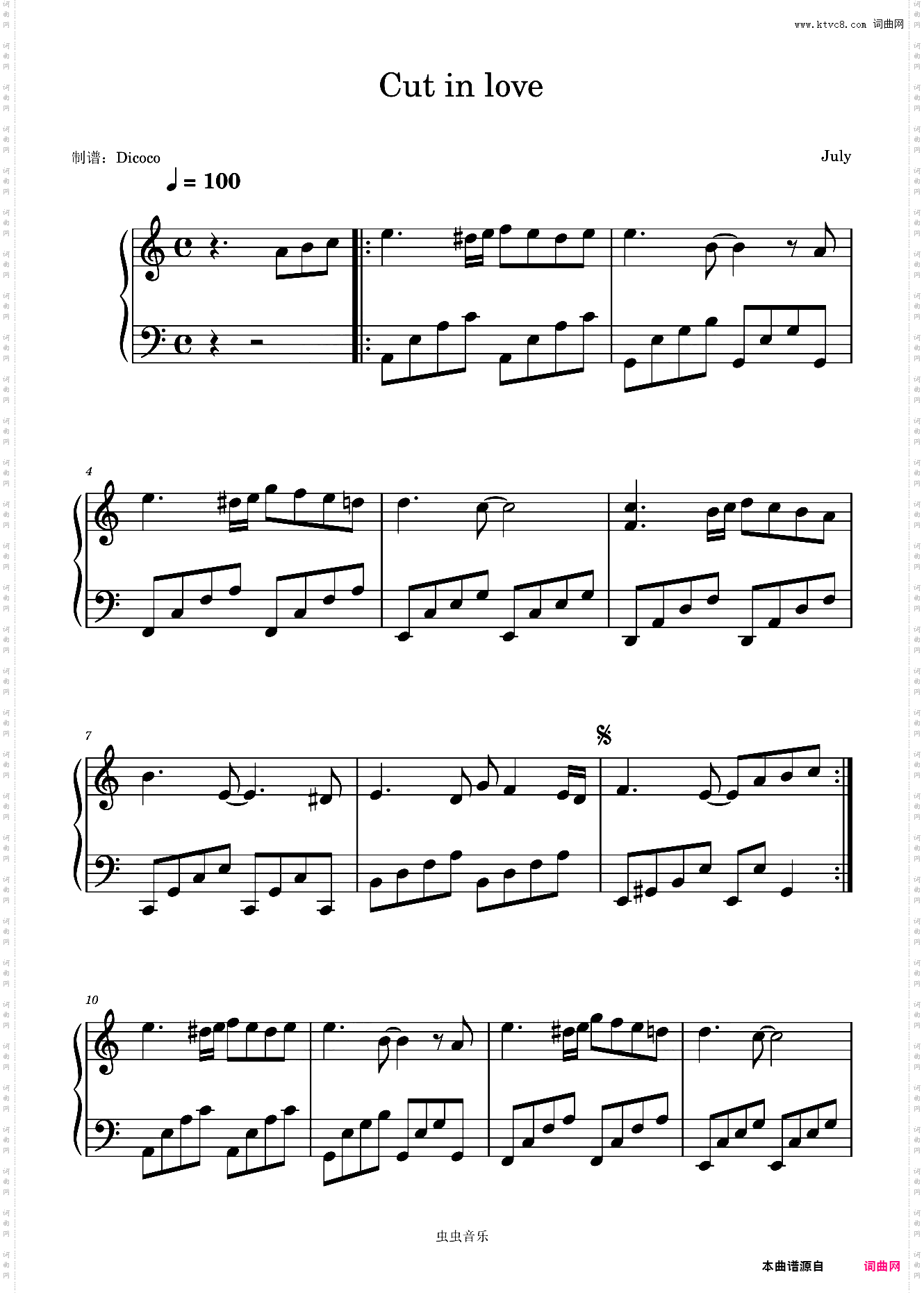 Cut in love 木偶的死亡舞步 July 还不是因为你长得不好看 a Cut in love