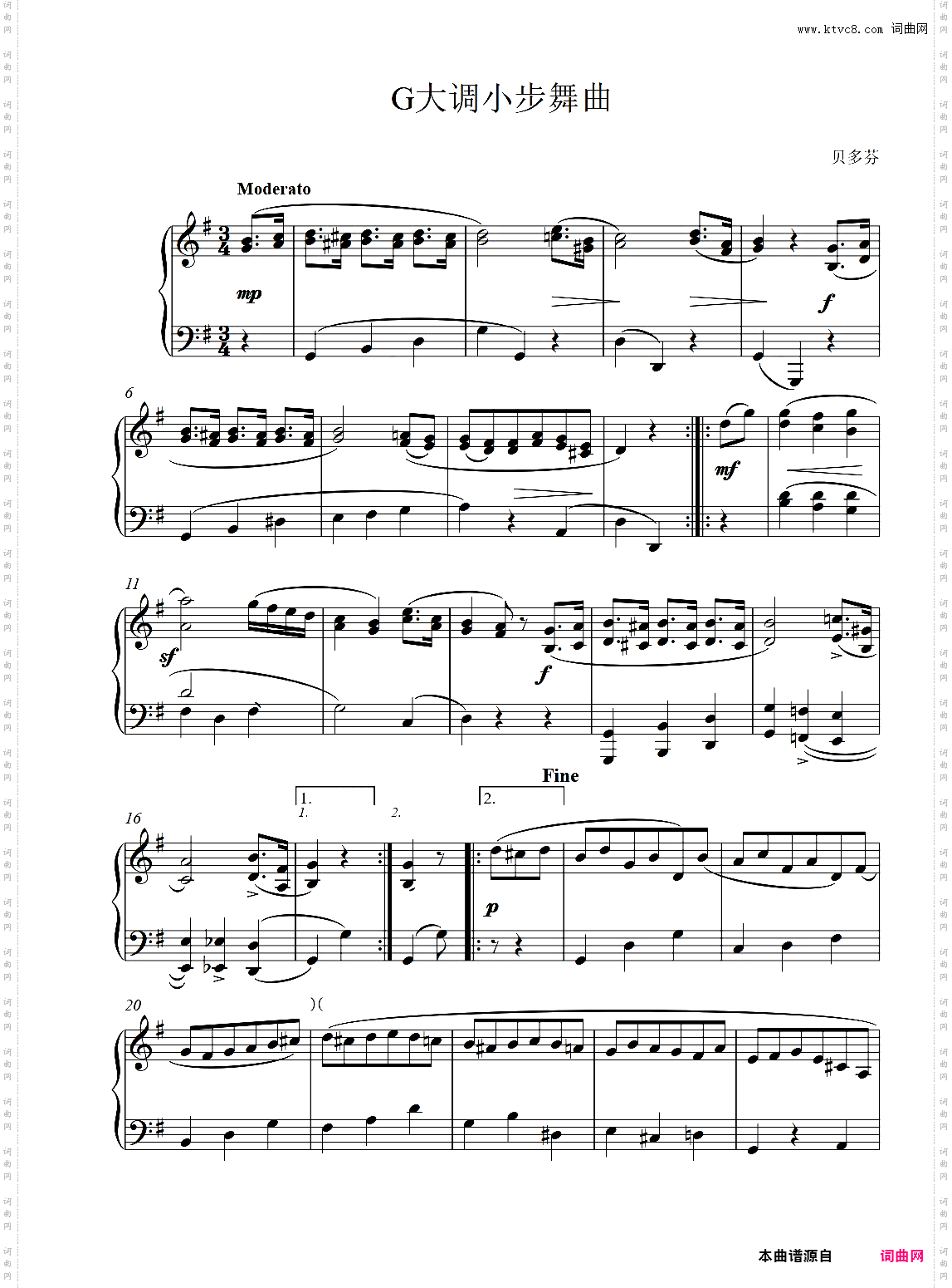 G大调小步舞曲WoO10，No·2