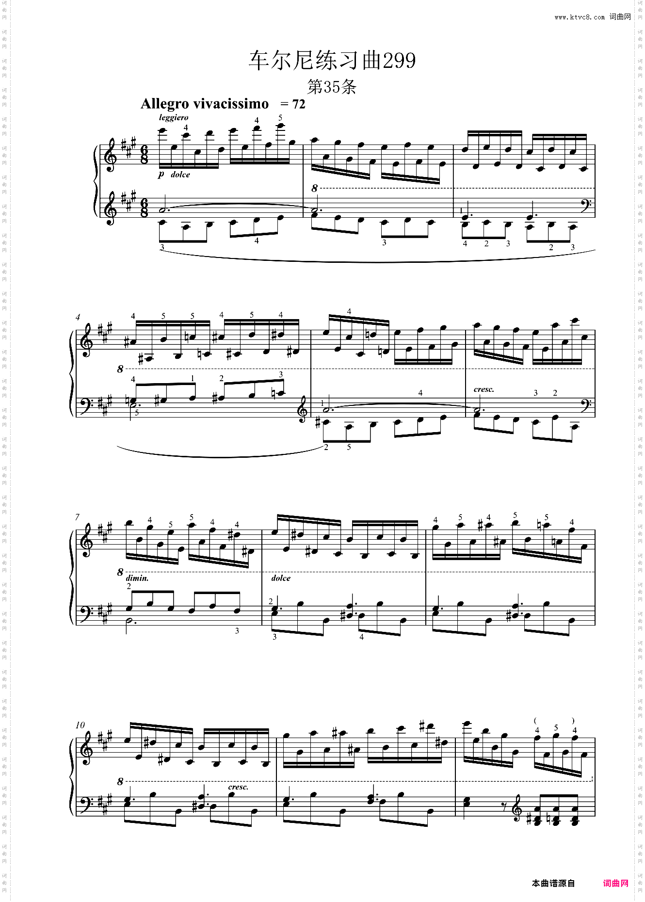 车尔尼299，No35