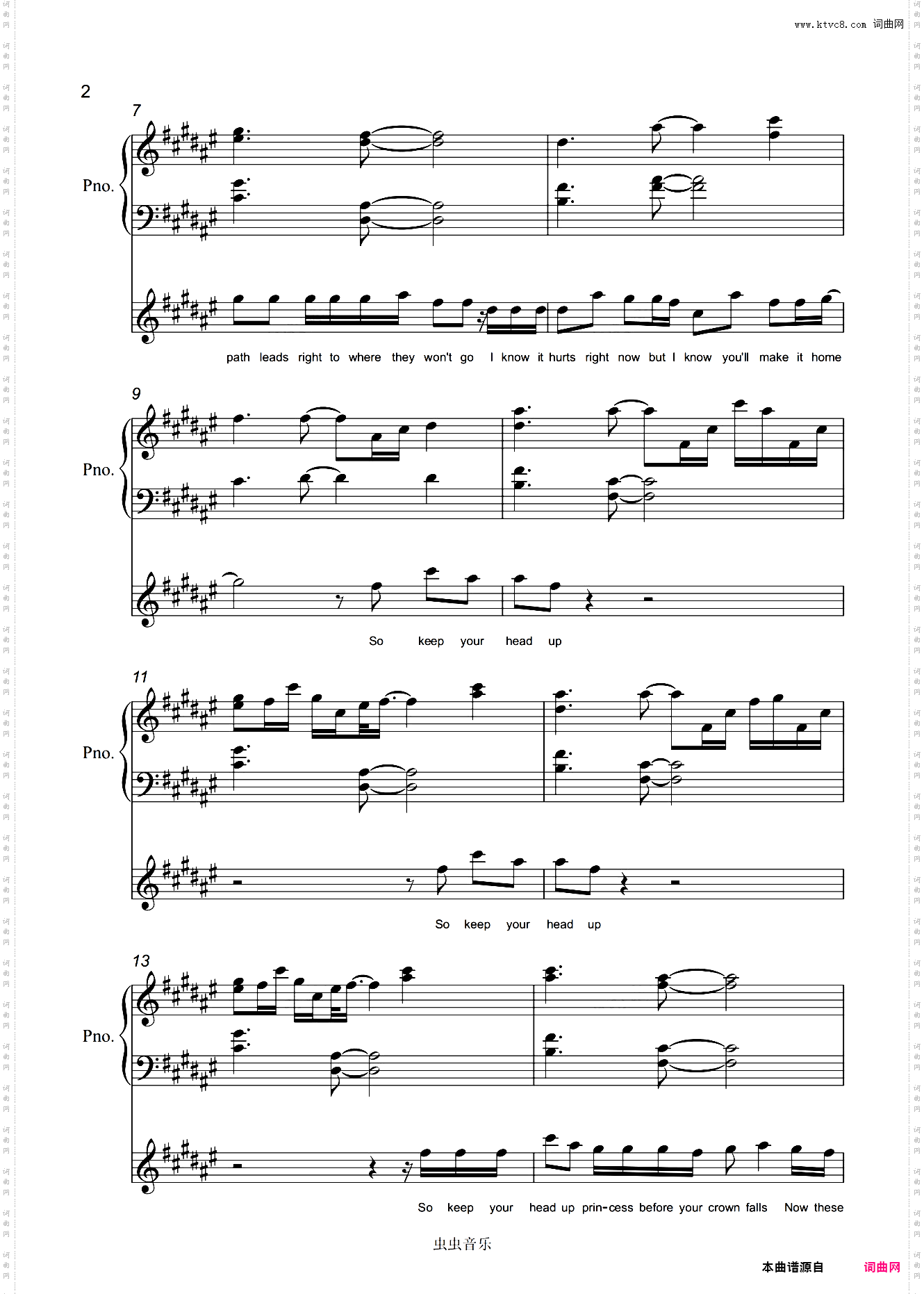 Keep You Head Up Princess 原调弹唱