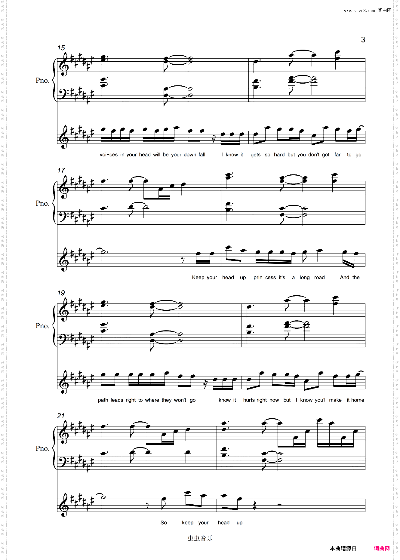 Keep You Head Up Princess 原调弹唱