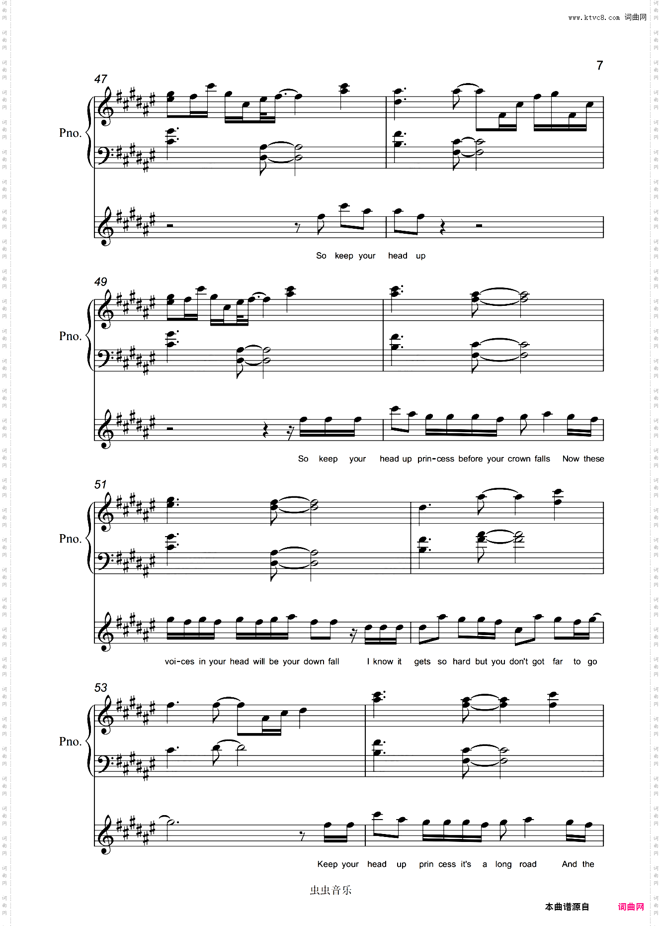 Keep You Head Up Princess 原调弹唱