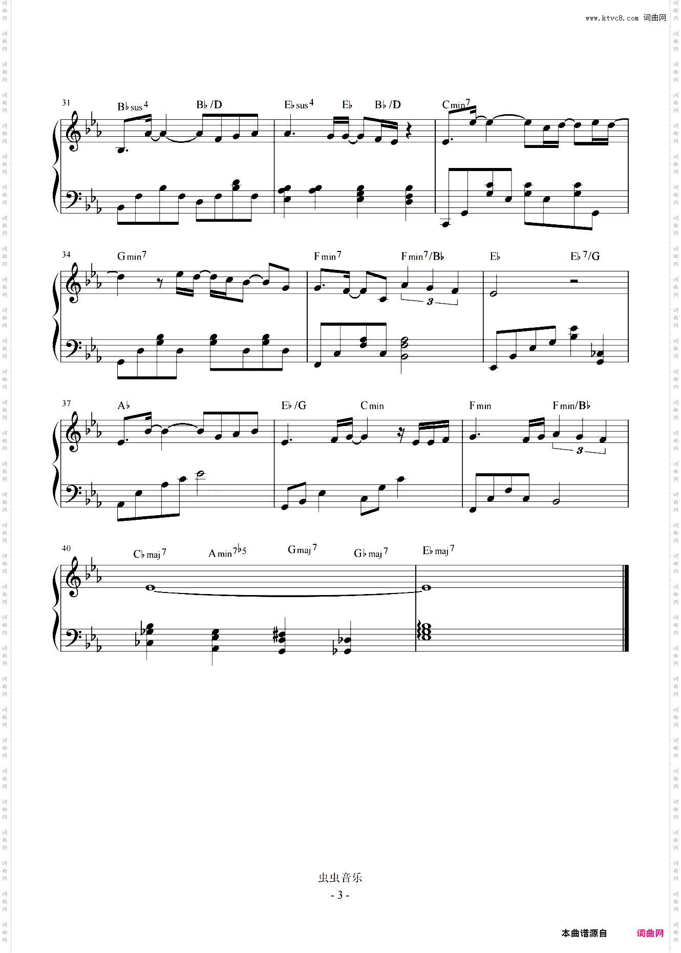 黑色幽默 C调简易 原版和弦