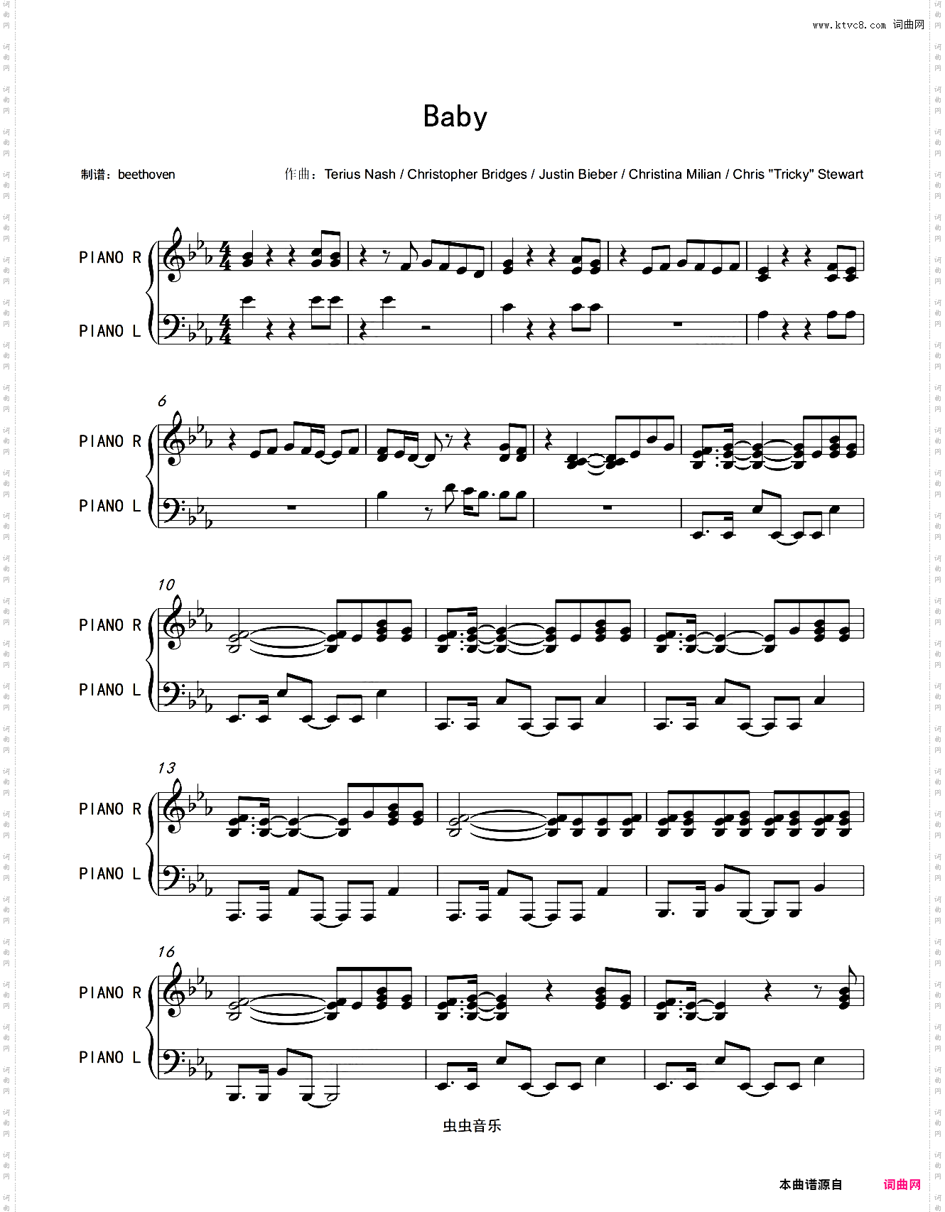 Baby-贾斯汀·比伯 原版钢琴独奏