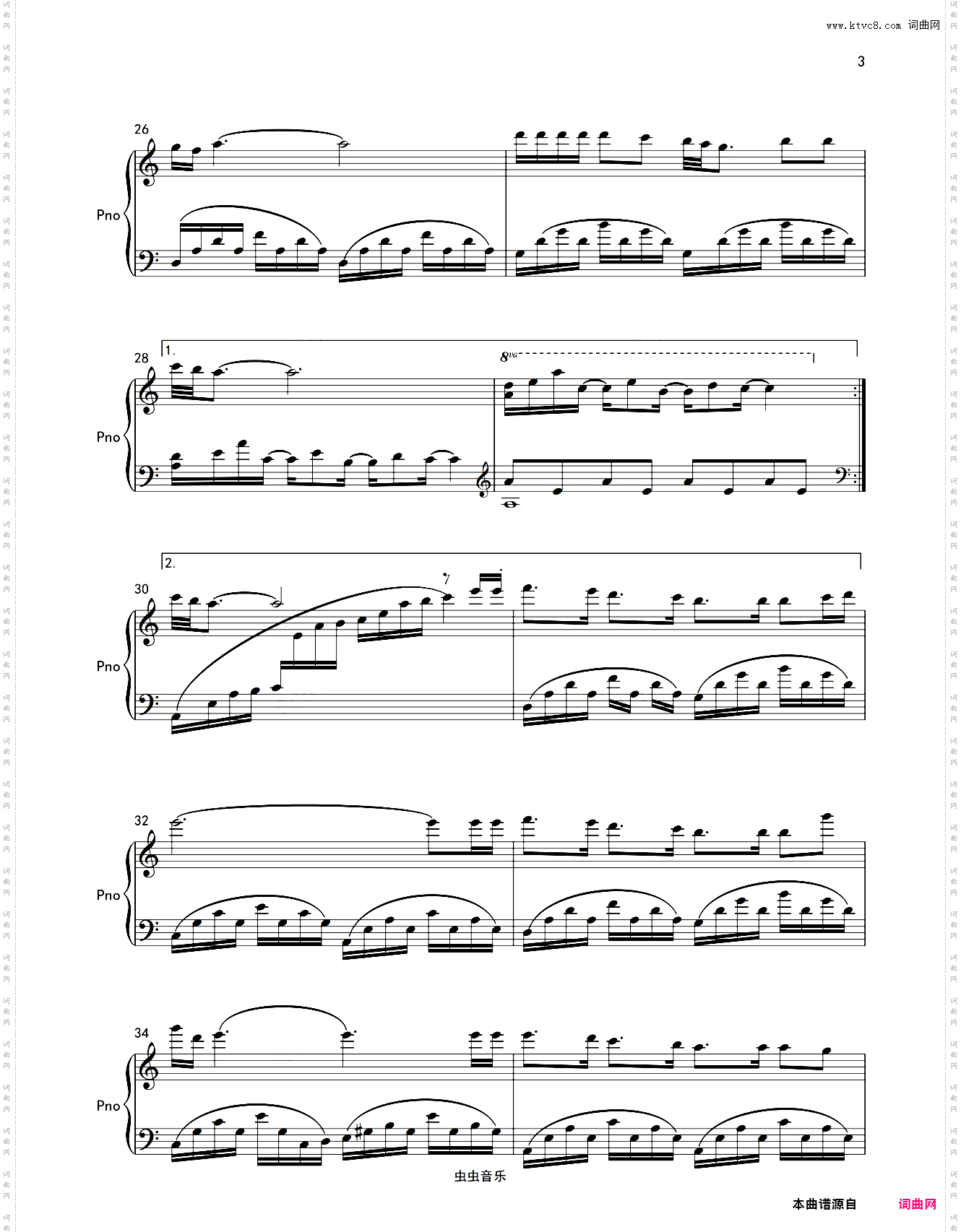 卡萨布兰卡 经典英文歌曲 独奏钢琴谱 高清乐谱 送示范音频