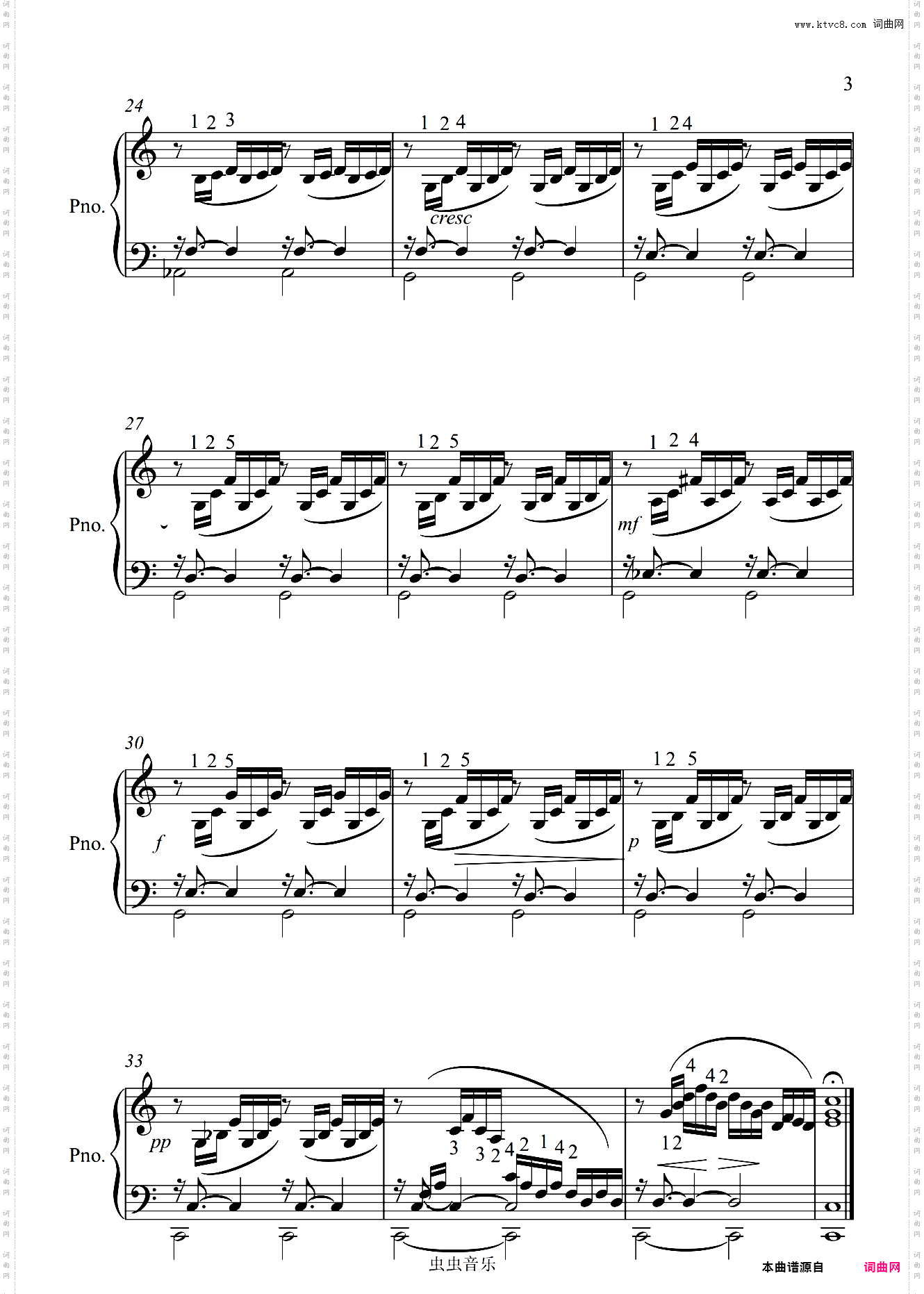 《C大调前奏曲》原版谱带指法