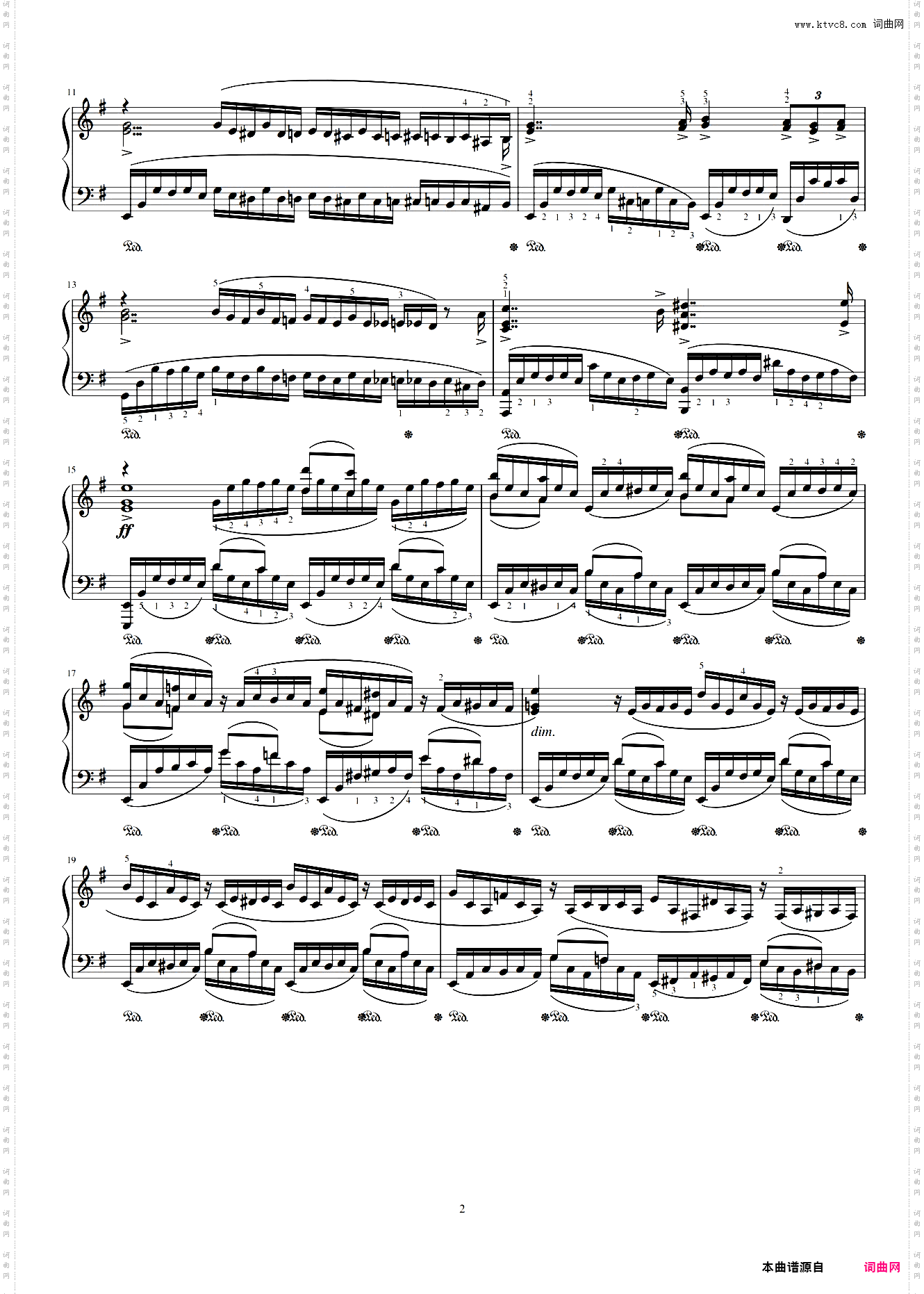 拉赫玛尼诺夫 e小调音乐瞬间钢琴谱带指法原版