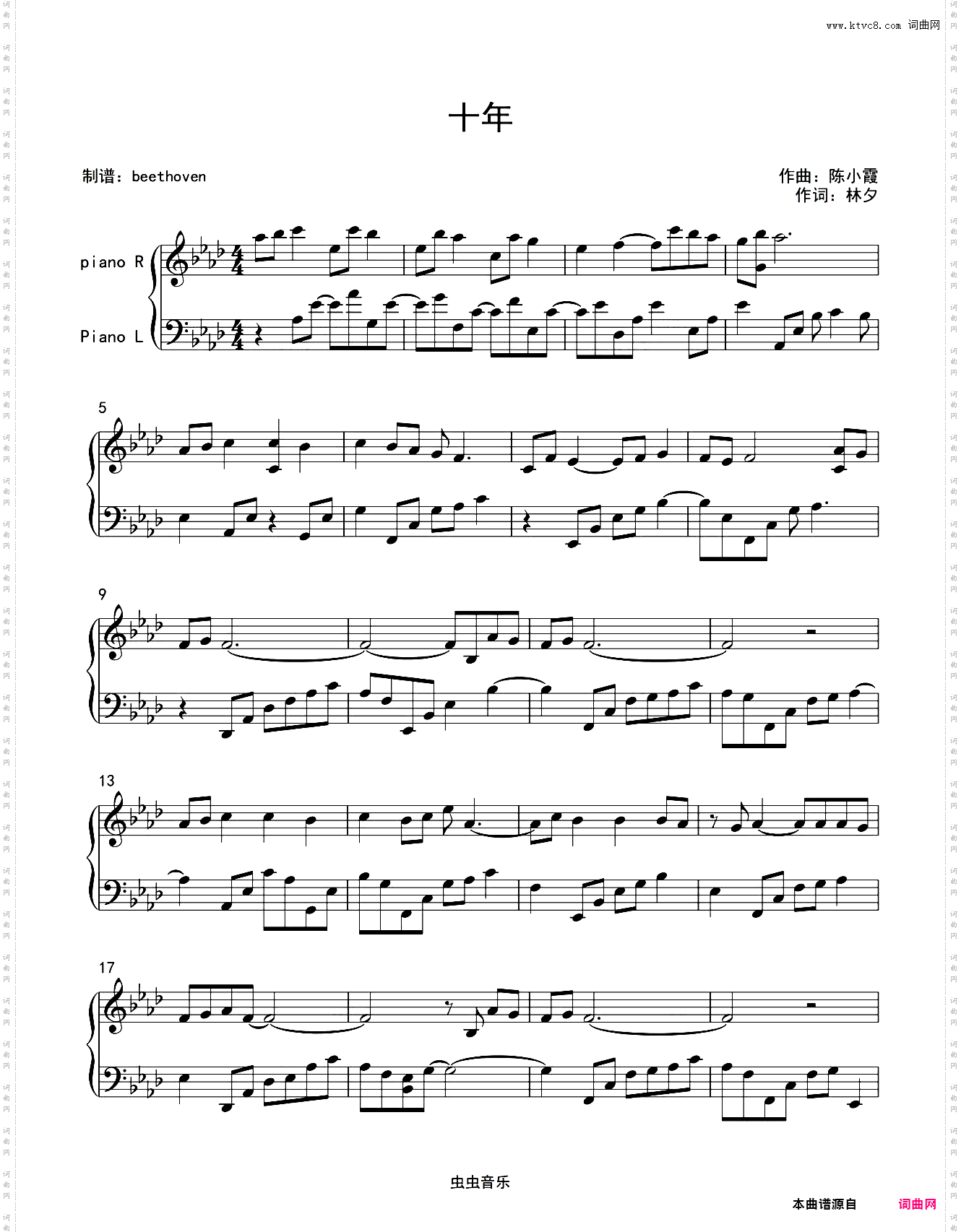 十年钢琴独奏-陈奕迅