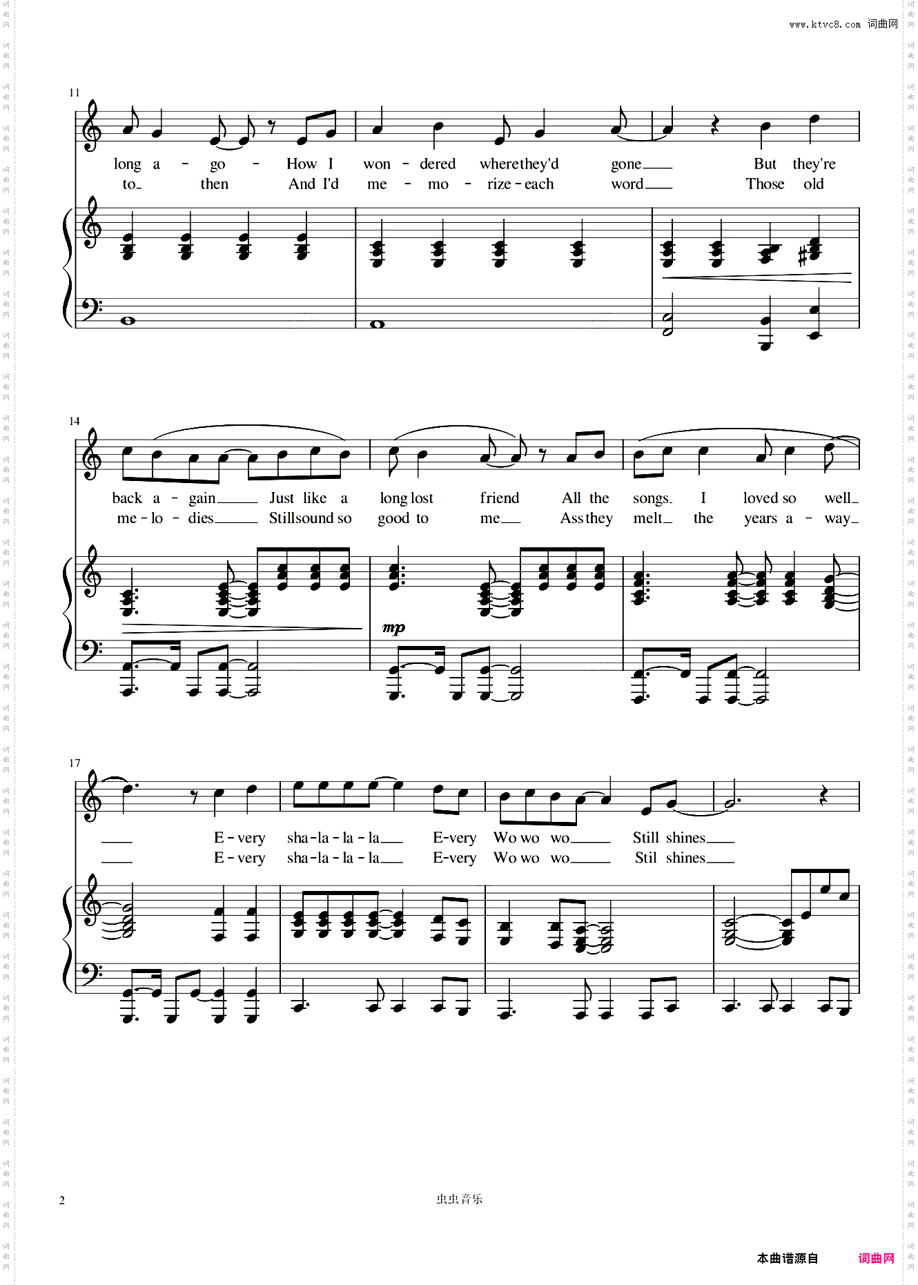 Yesterday Once More昨日重现——《生命因你动听》电影主题曲C调男生版