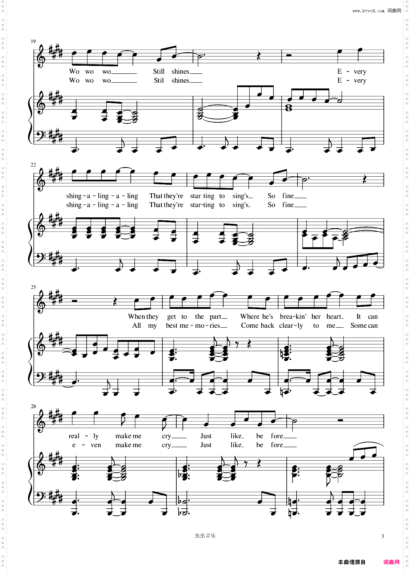 Yesterday Once More昨日重现——原调女生弹唱版