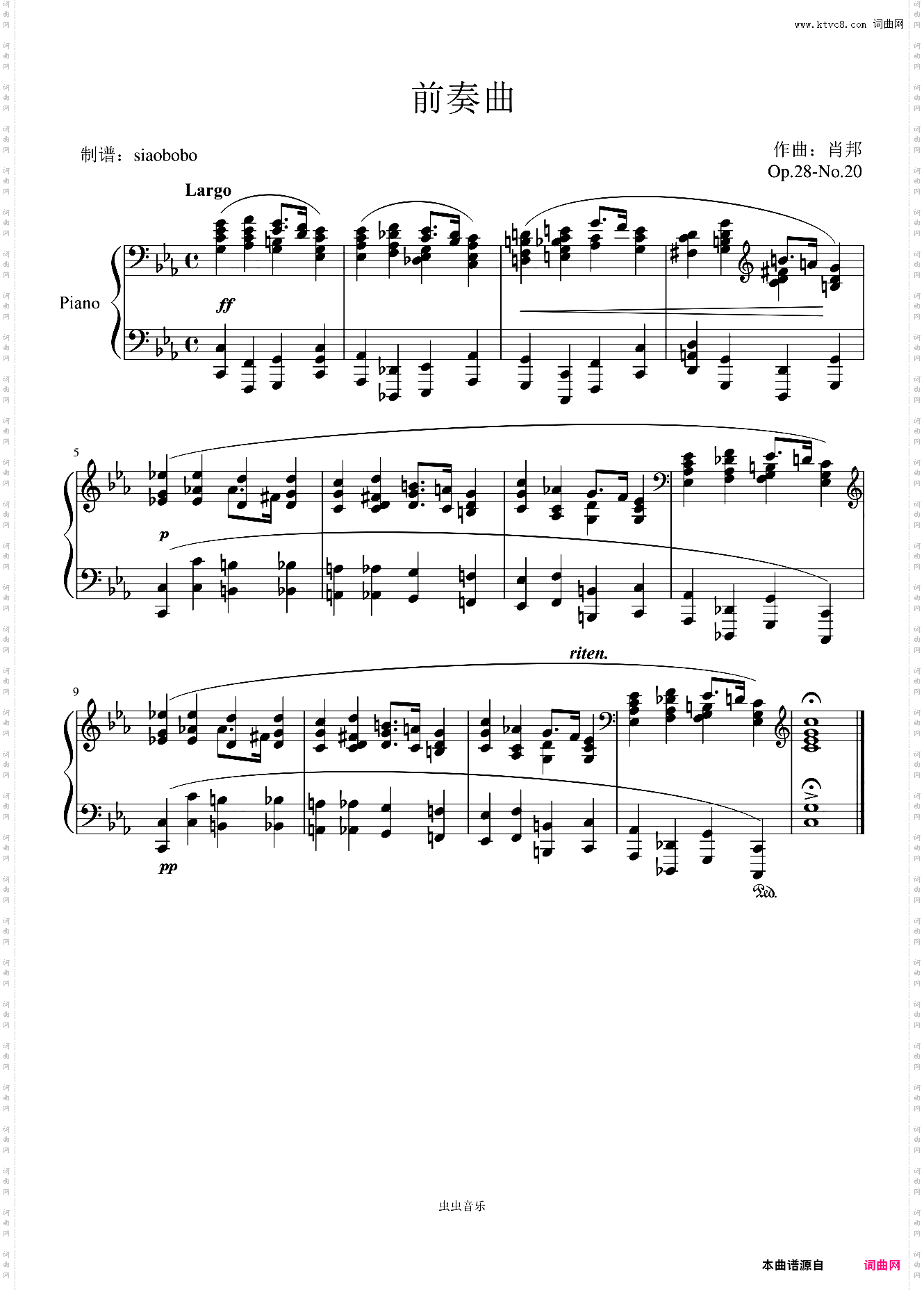 Préludes——前奏曲Op·28-No·20肖邦