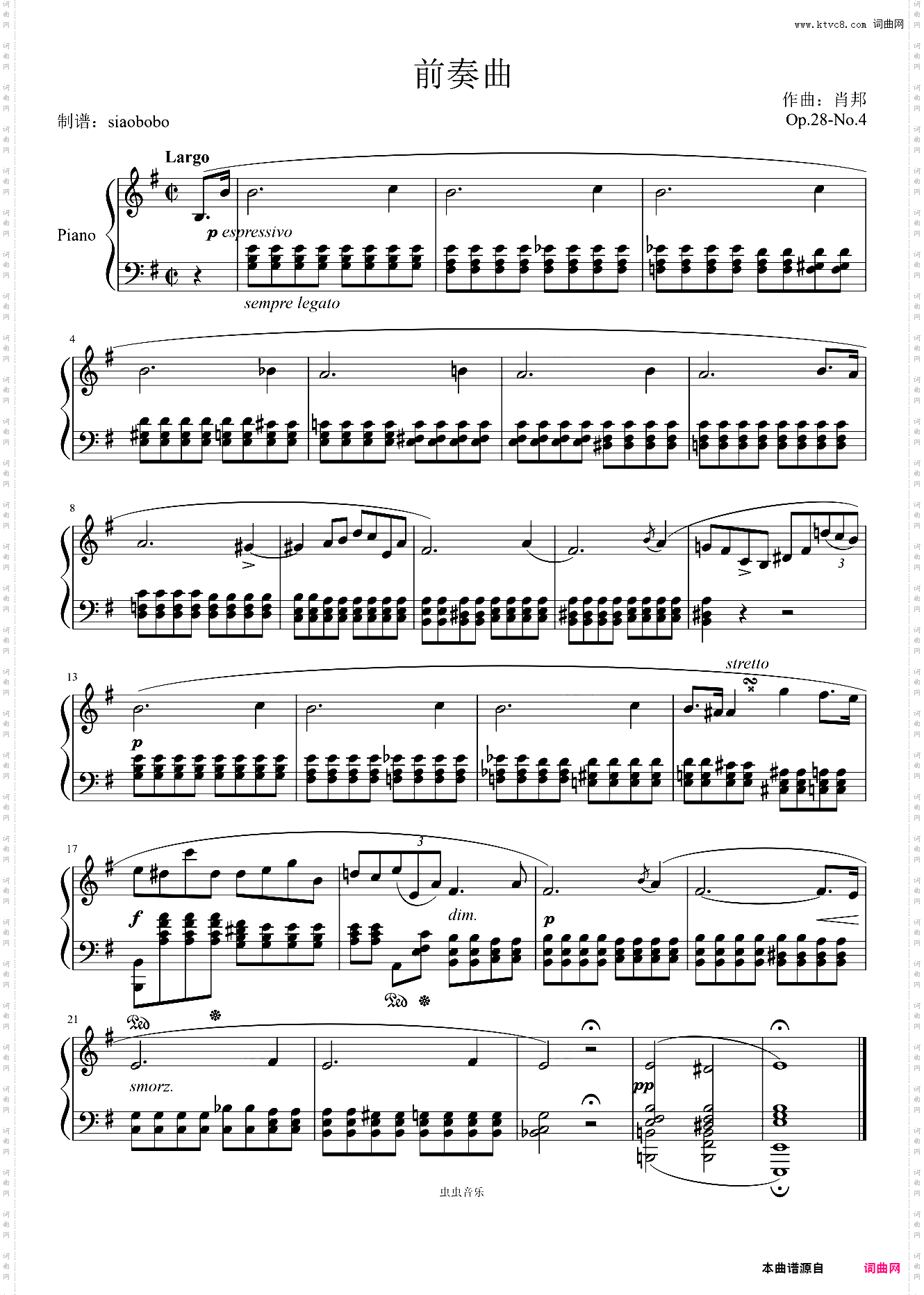 Préludes——前奏曲Op·28-No·4肖邦