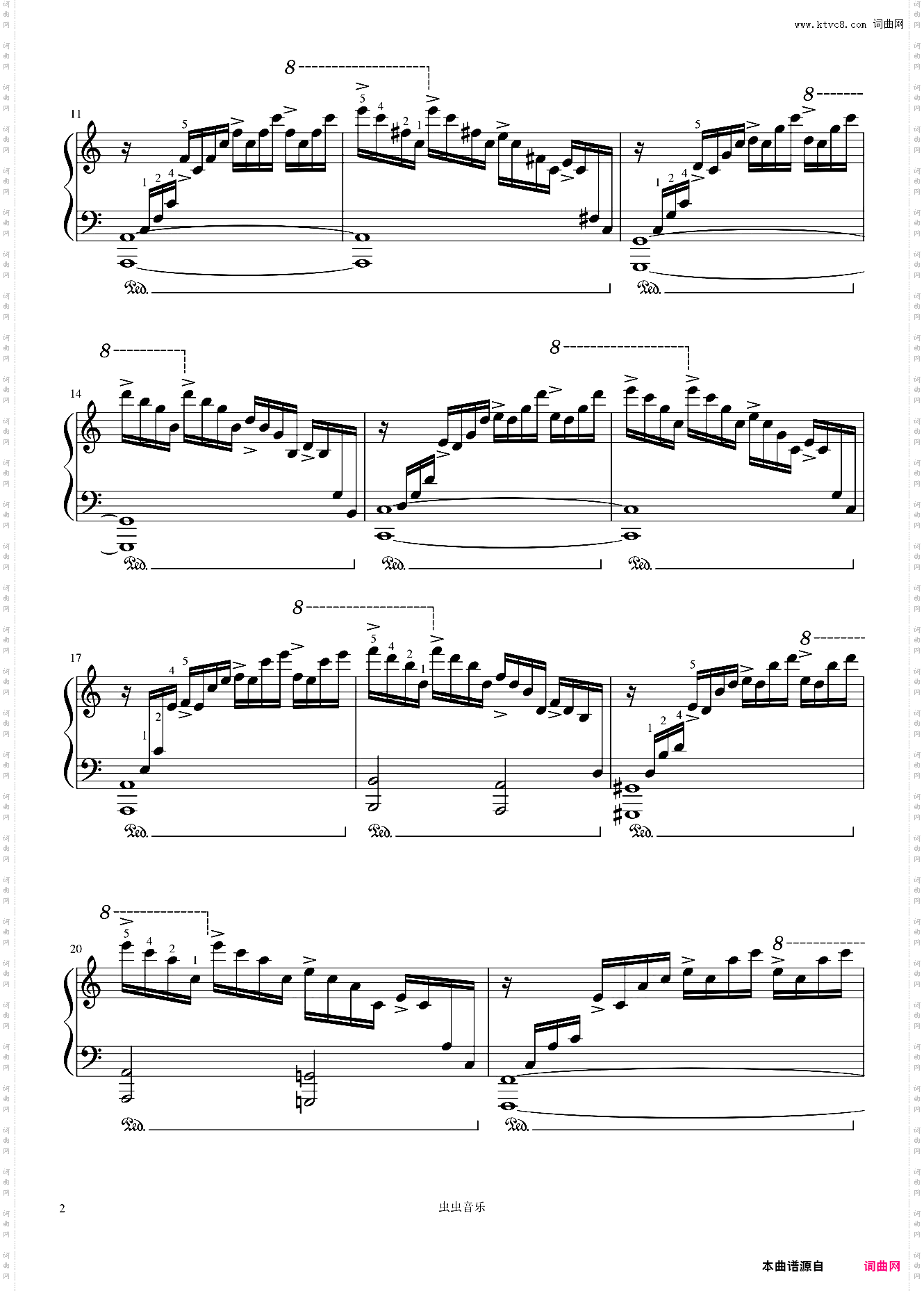 肖邦 op·10 no·1 瀑布 带指法 Waterfall C大调 练习曲 12 ETUDES 原版重制