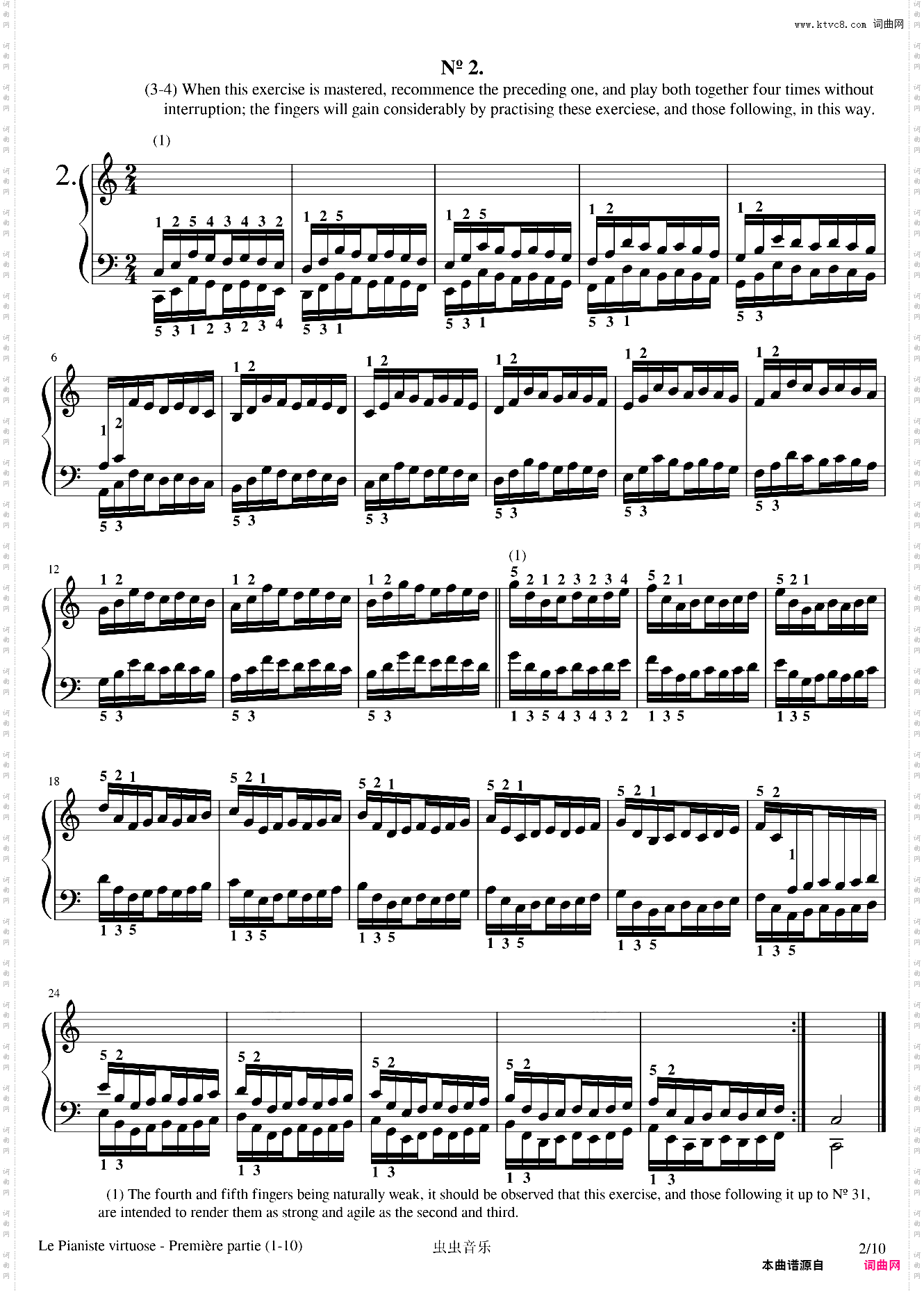 哈农 钢琴练指法 1-10首 十首合集 高清原版 专业校对