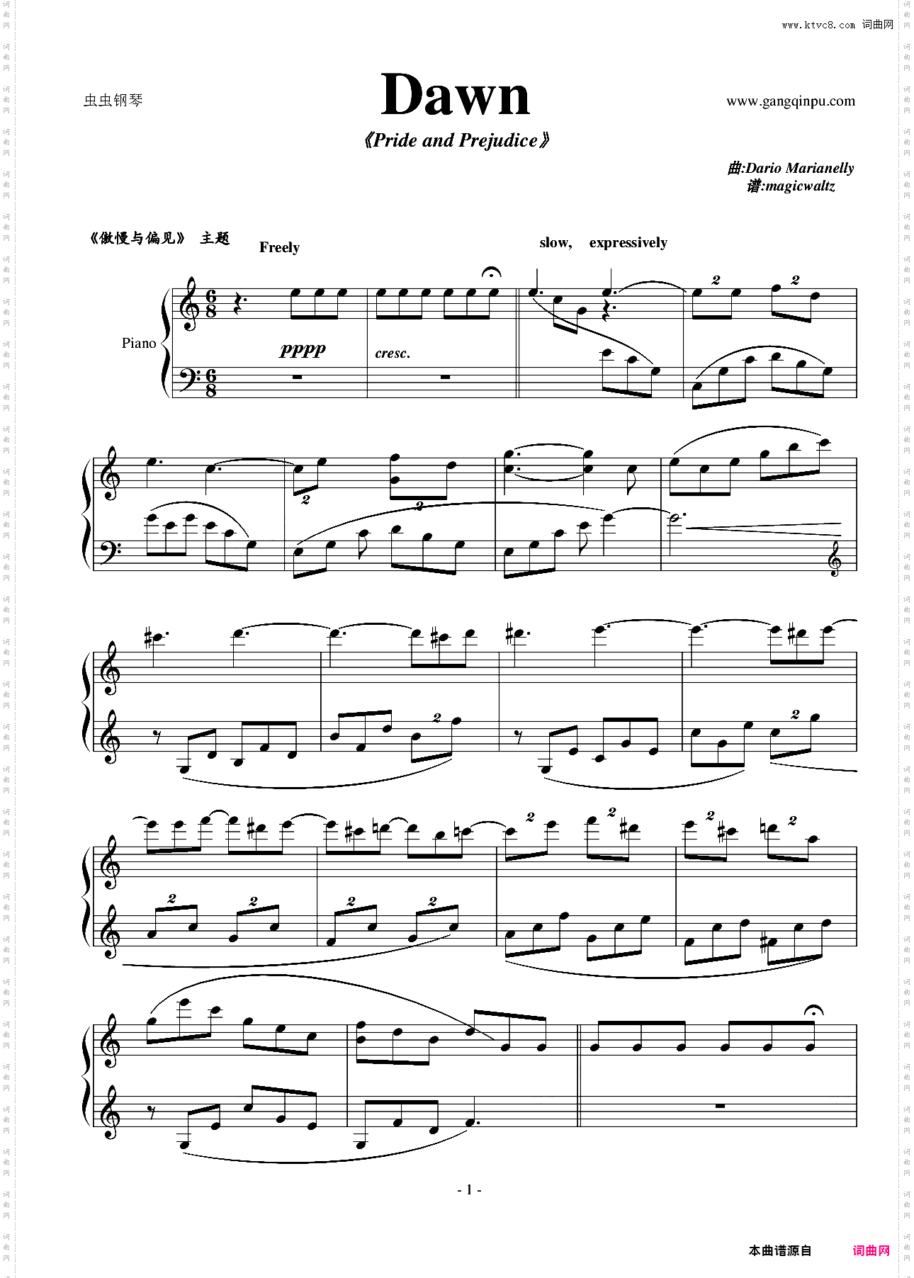 Dawn傲慢与偏见配乐