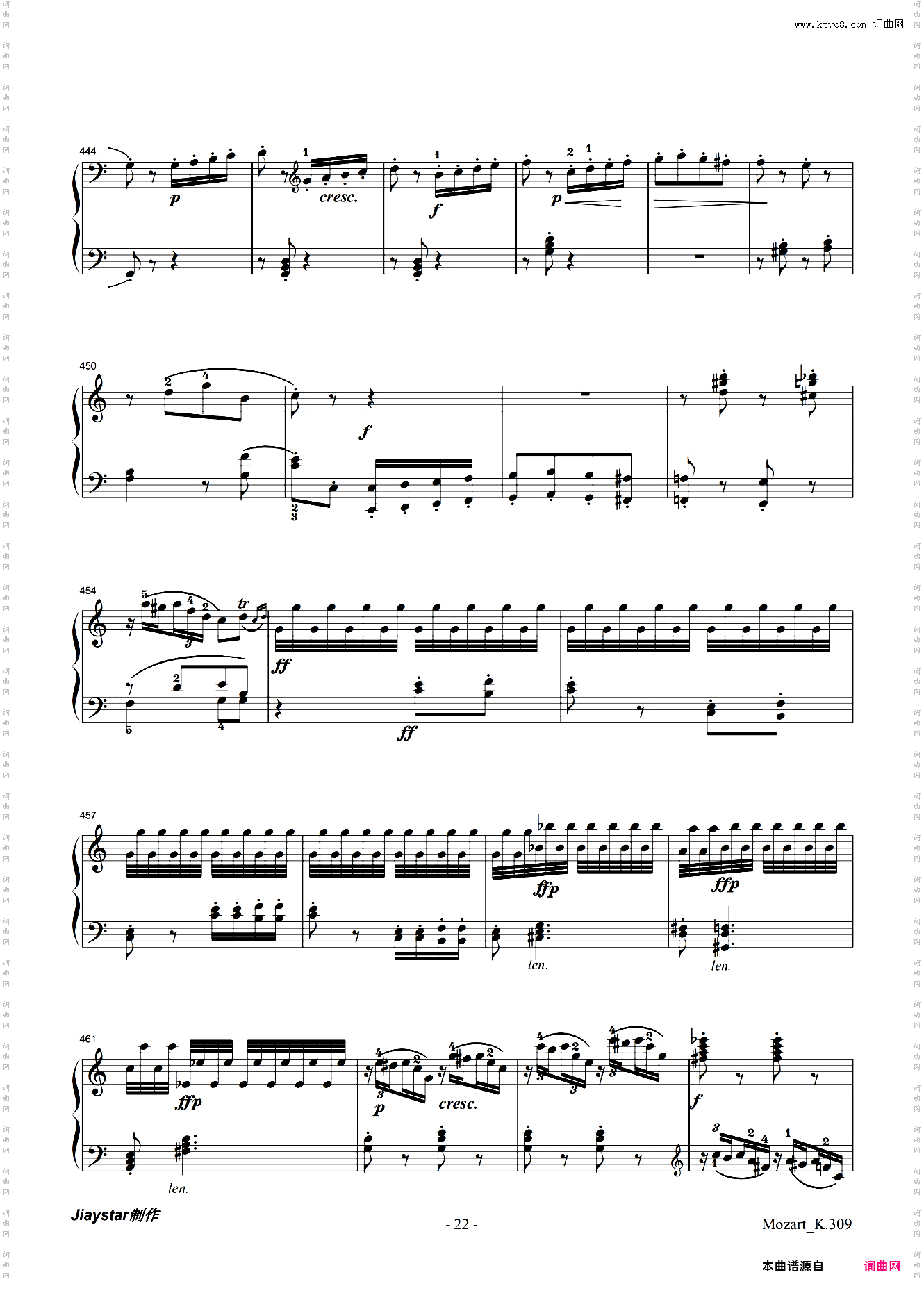 莫扎特C大调第七钢琴奏鸣曲K309