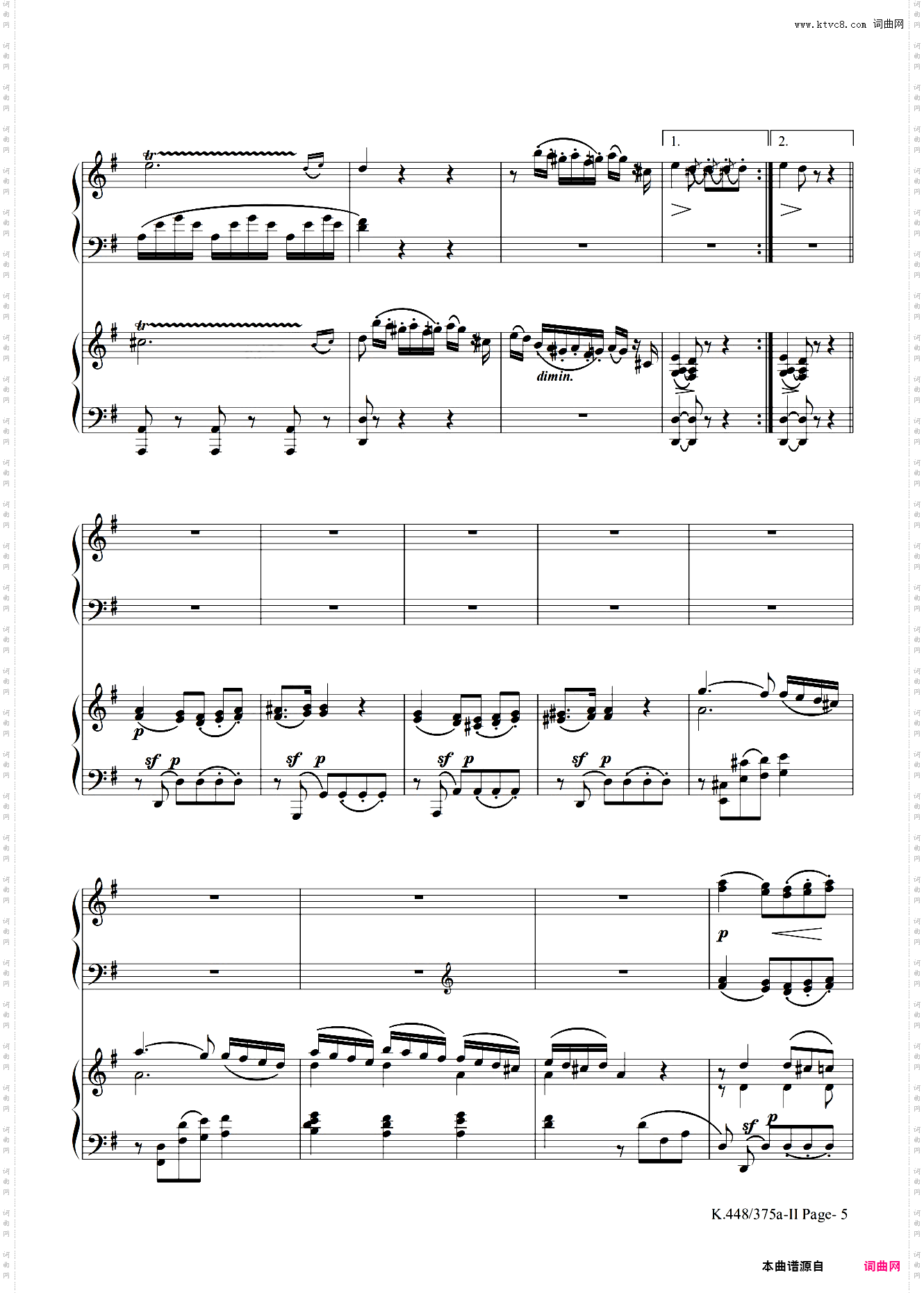 莫扎特D大调双钢琴奏鸣曲K448第二乐章