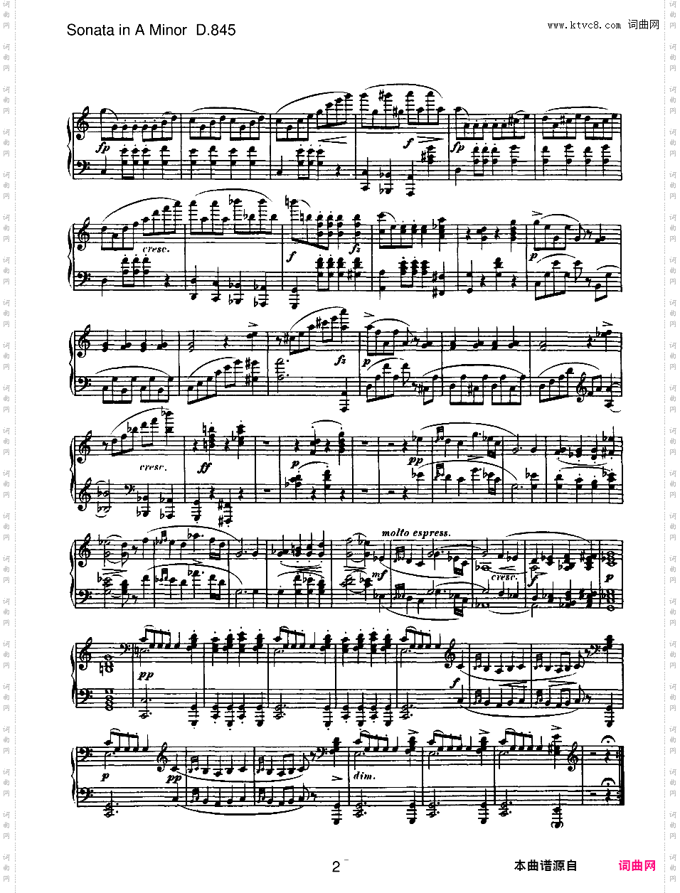 a小调第十六钢琴奏鸣曲 Piano Sonata No·16 in a Minor Op·42 D·845