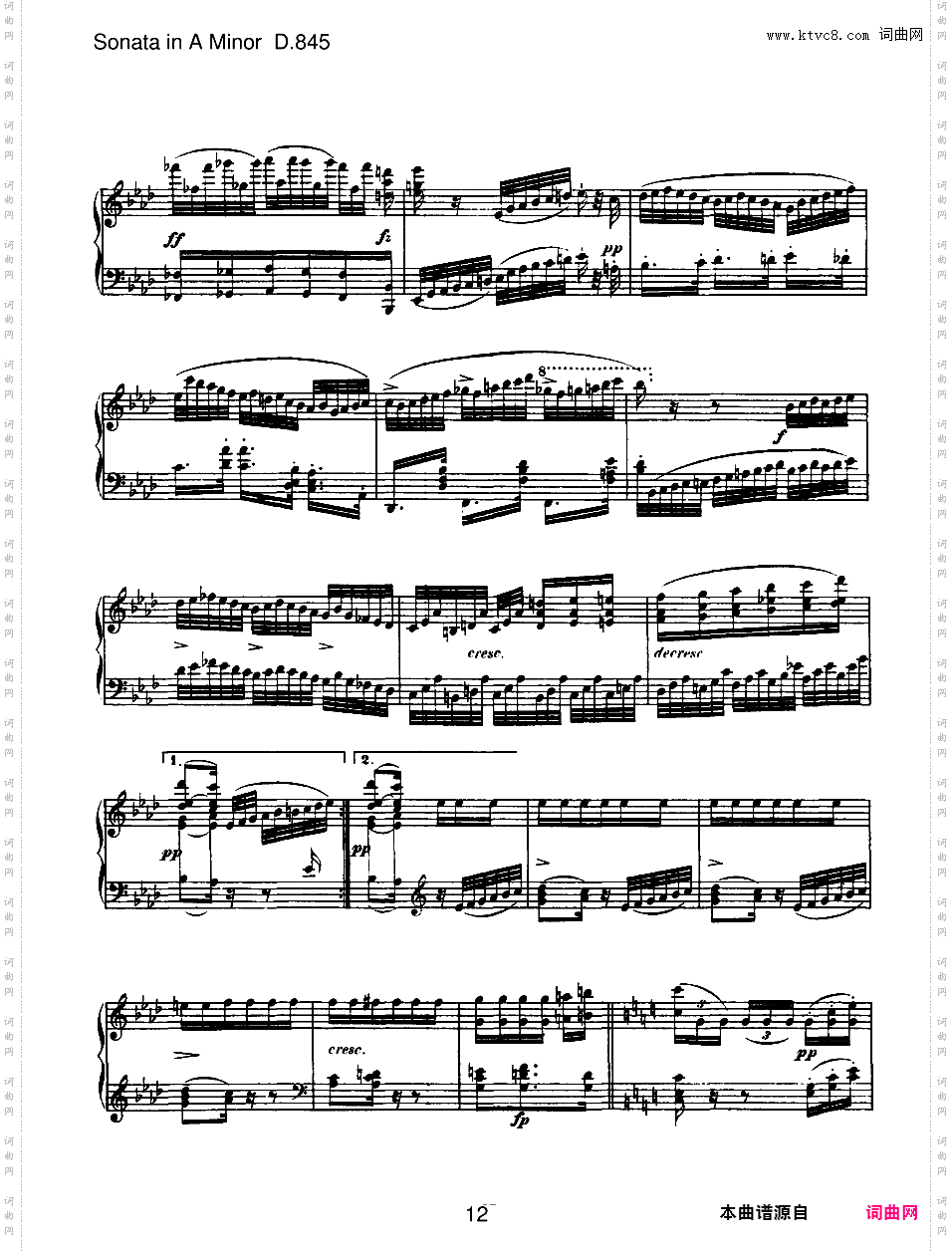 a小调第十六钢琴奏鸣曲 Piano Sonata No·16 in a Minor Op·42 D·845