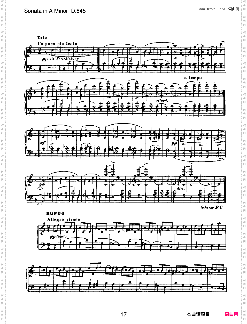 a小调第十六钢琴奏鸣曲 Piano Sonata No·16 in a Minor Op·42 D·845