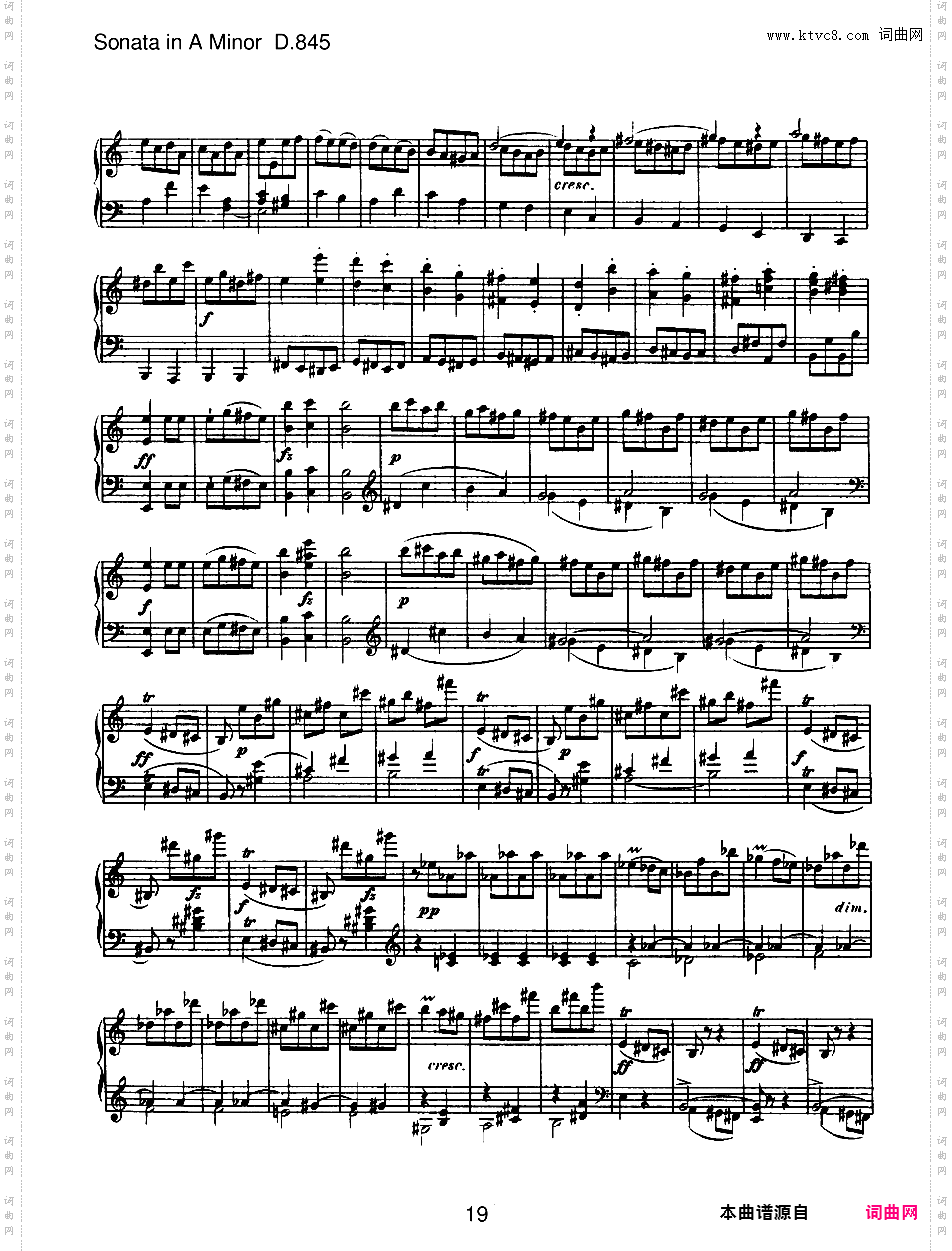 a小调第十六钢琴奏鸣曲 Piano Sonata No·16 in a Minor Op·42 D·845
