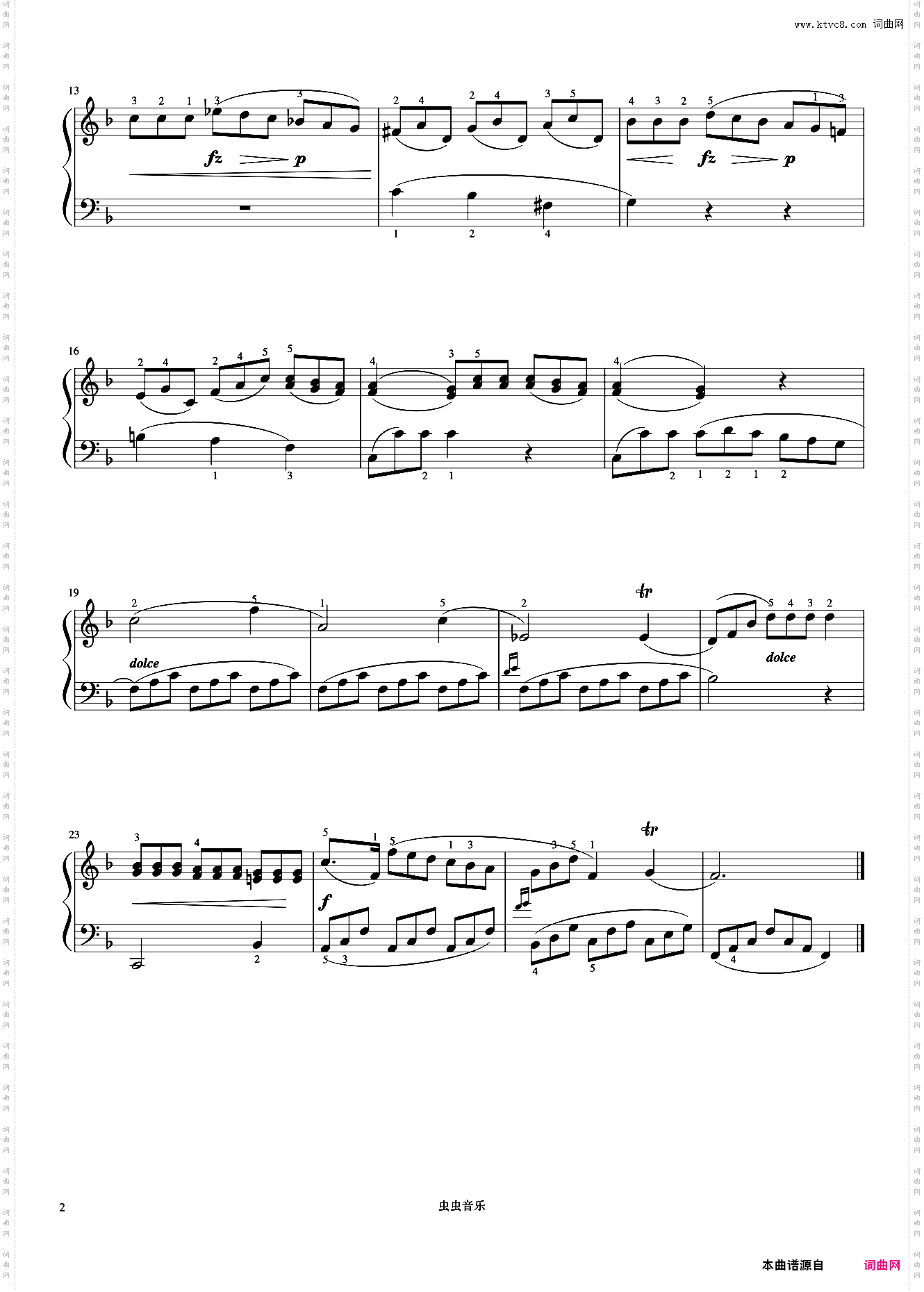 小奏鸣曲Op·36 No·1 第二乐章《小奏鸣曲集》