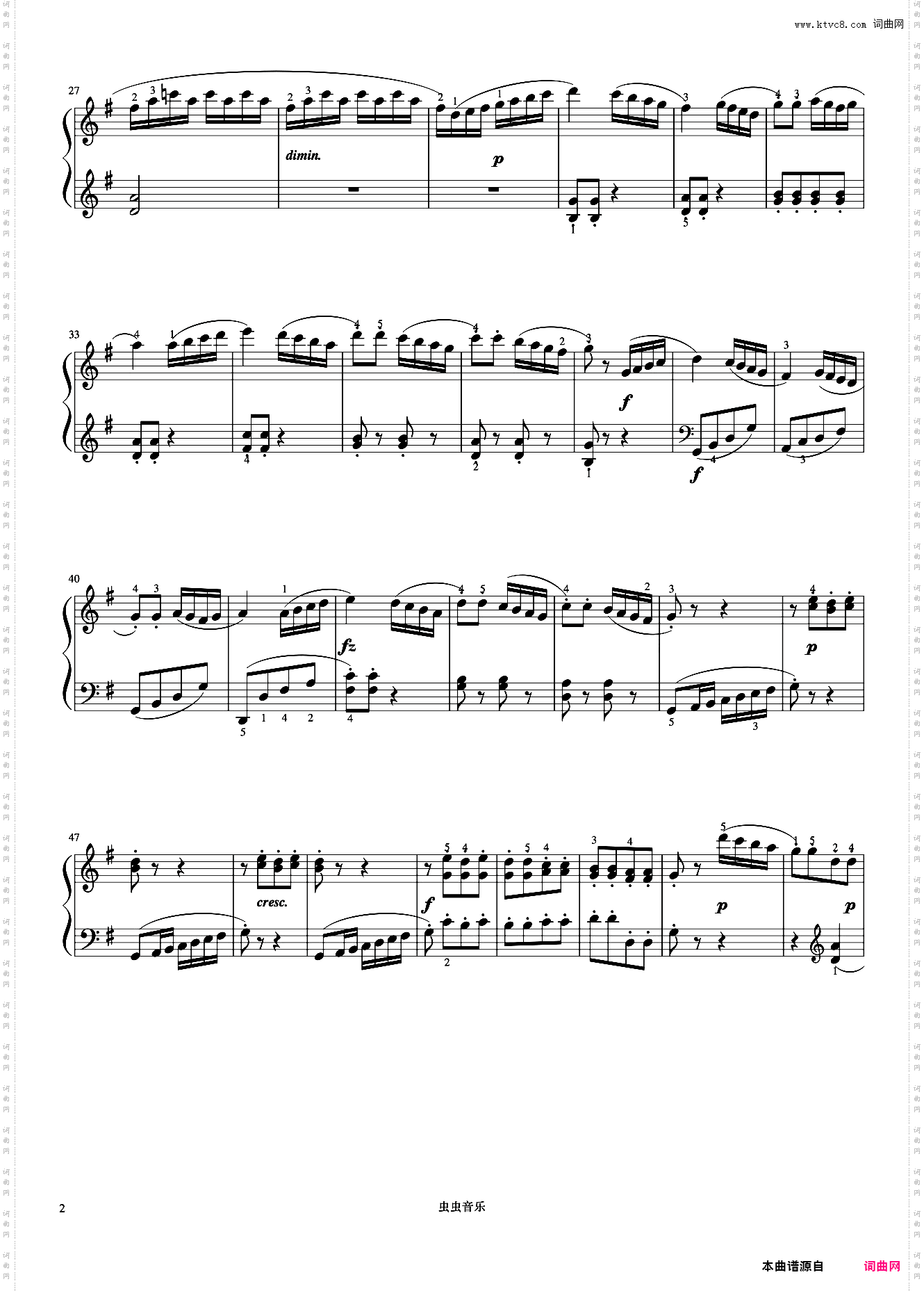 小奏鸣曲 Op·36 No·5 第三乐章《小奏鸣曲集》