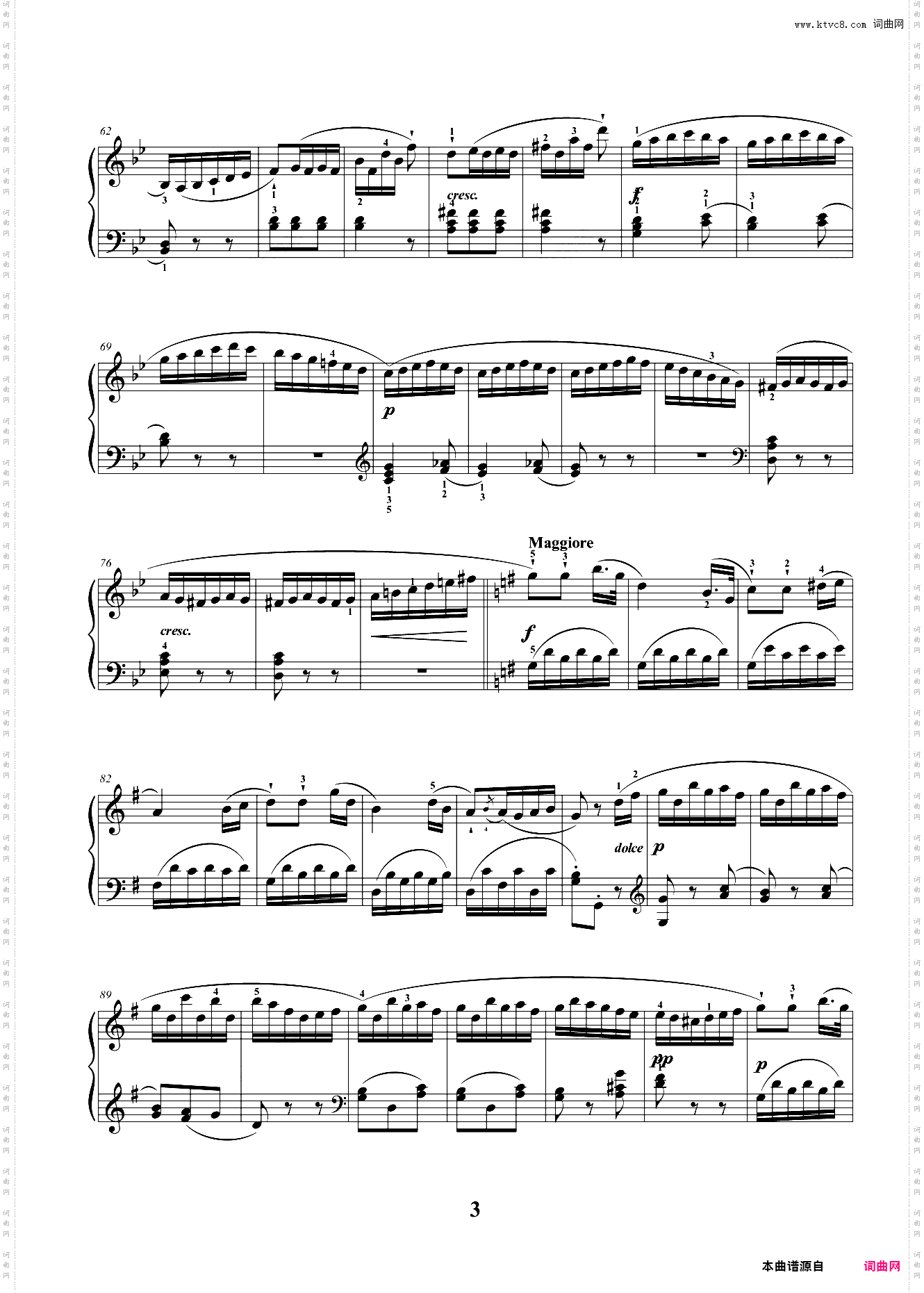 4级 大型乐曲 回旋曲 《G大调小奏鸣曲》第二乐章