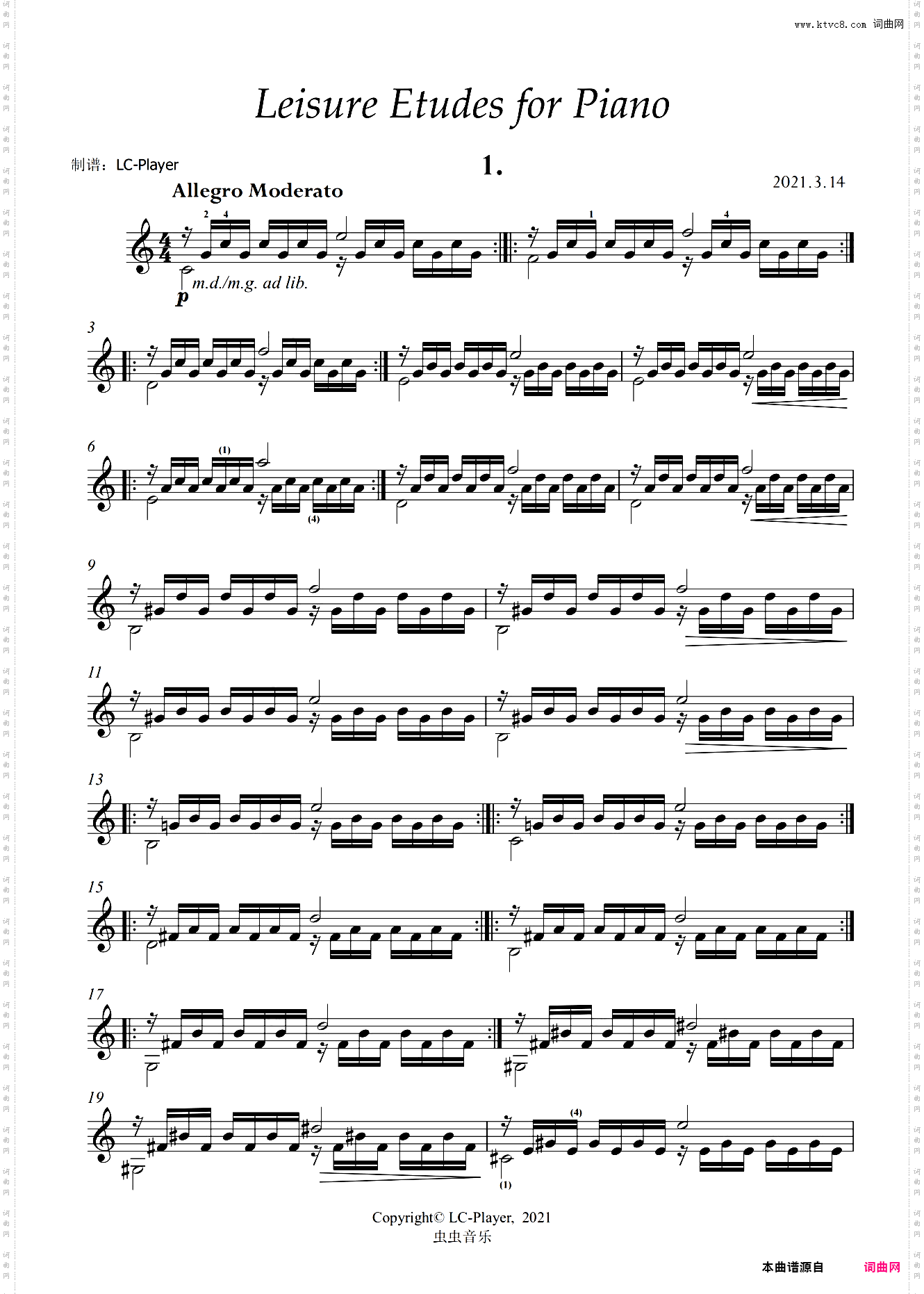 Leisure Etudes for Piano/钢琴练习曲集“闲时”【原创钢琴曲】