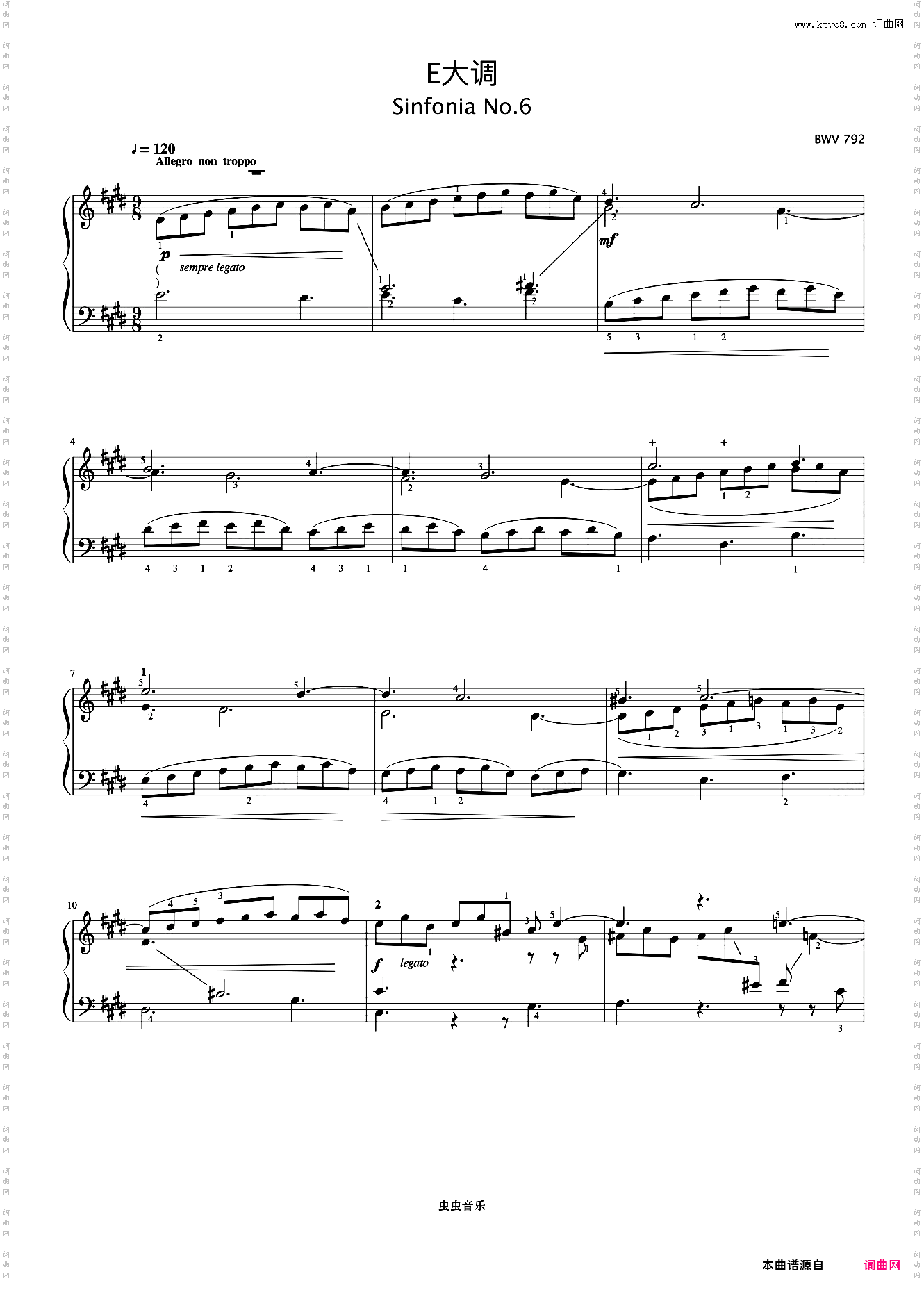 三部创意曲No·6《巴赫 创意曲集》