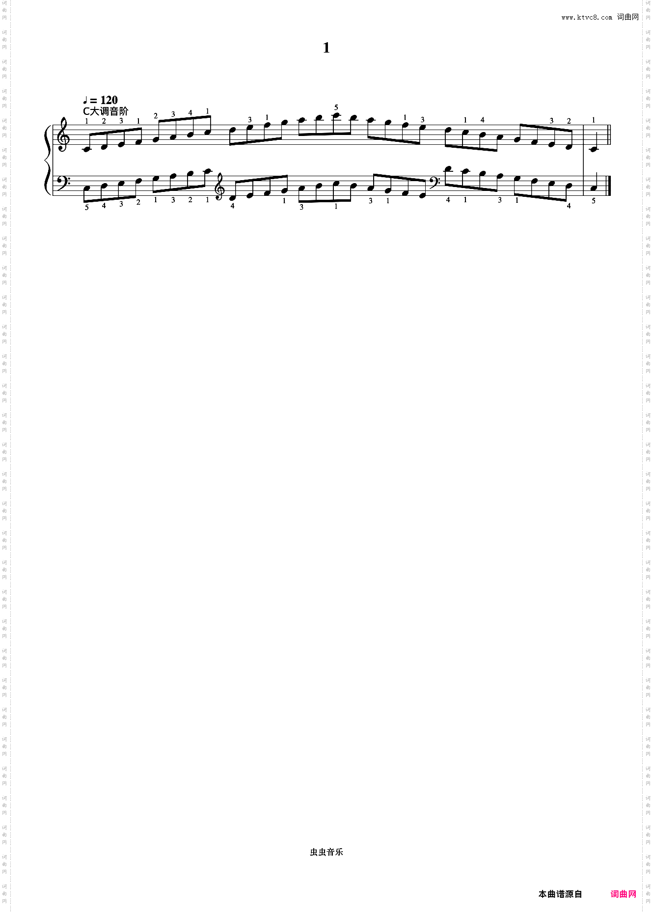 1级 C大调音阶《中国院钢琴考级曲目》