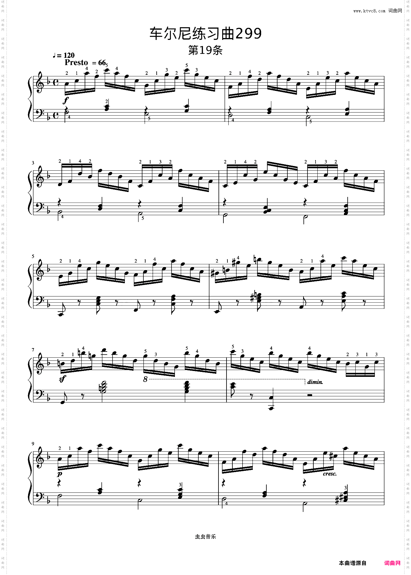 第19首《车尔尼快速练习曲 作品299》