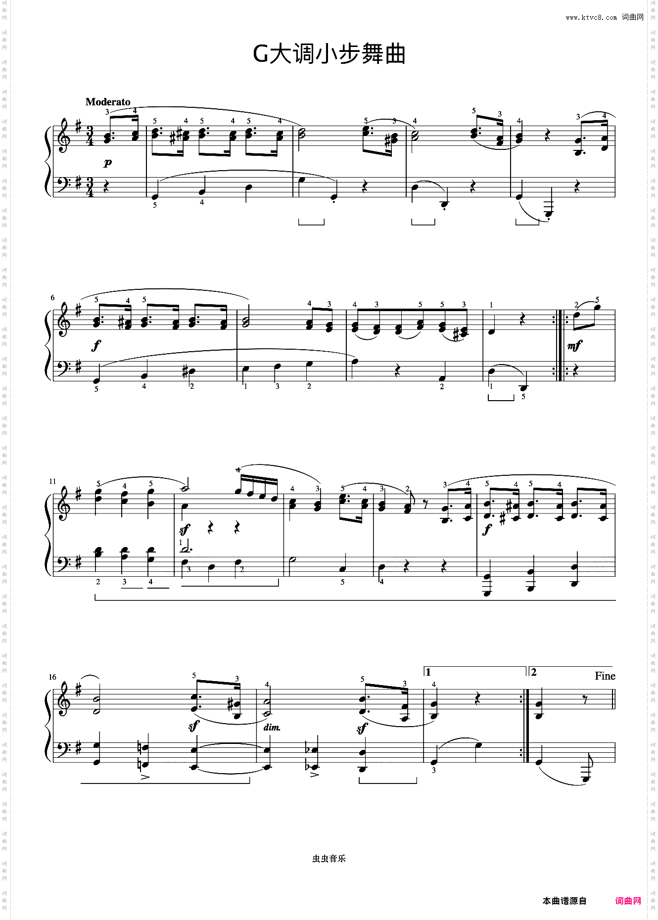 G大调小步舞曲《约翰汤普森 现代钢琴教程3》