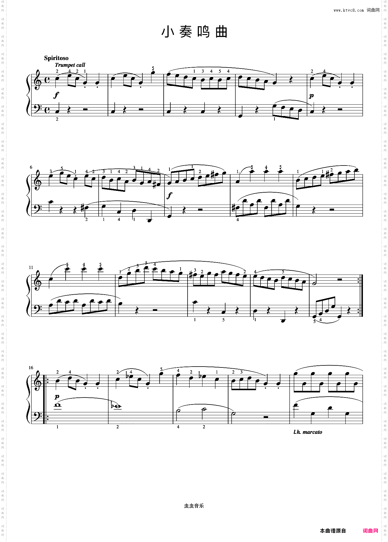 小奏鸣曲《约翰汤普森 现代钢琴教程3》