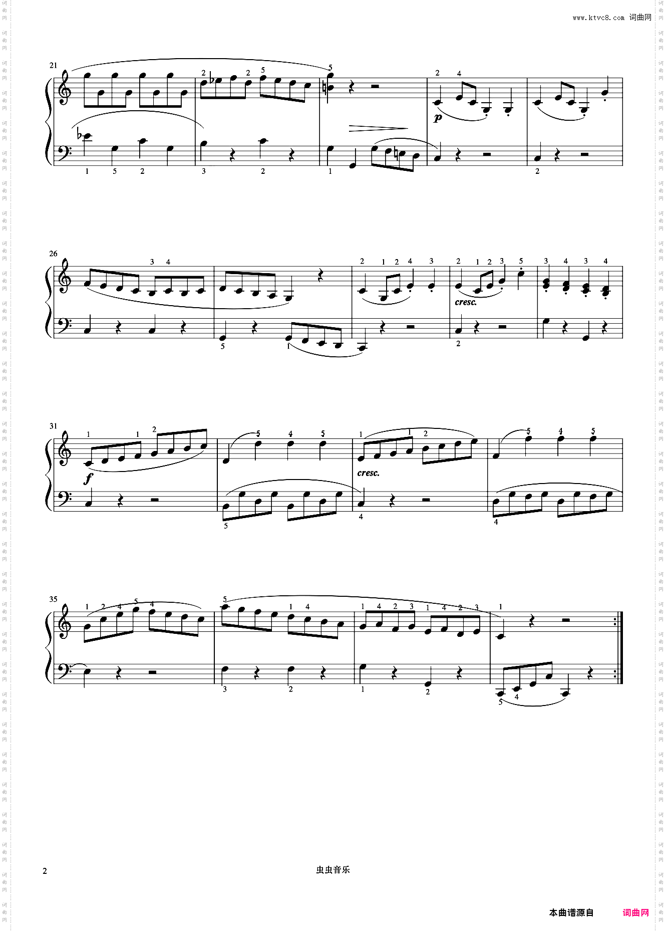 小奏鸣曲《约翰汤普森 现代钢琴教程3》