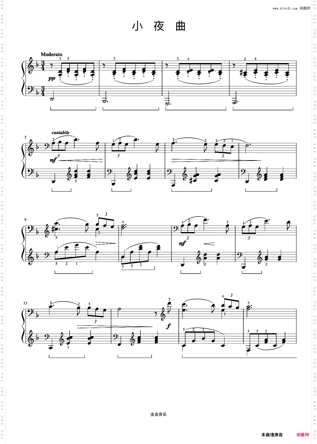 小夜曲《约翰汤普森 现代钢琴教程3》