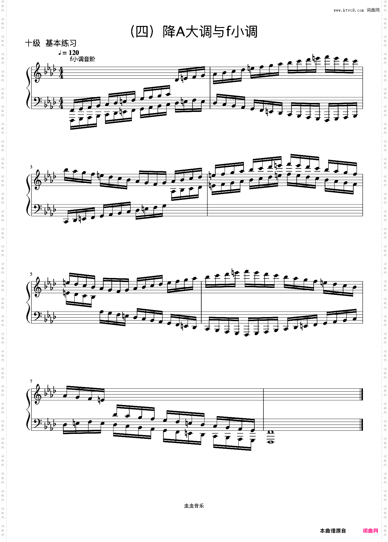 10级 f小调音阶《音协钢琴考级曲目 9-10级》